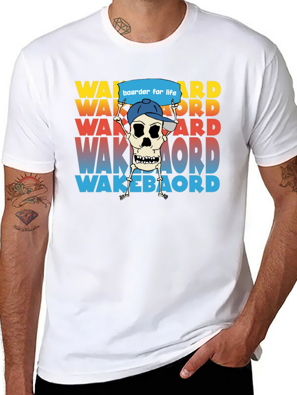 Wakeboarder Skeleton Graphic Tee - Cool Watersport Shirt