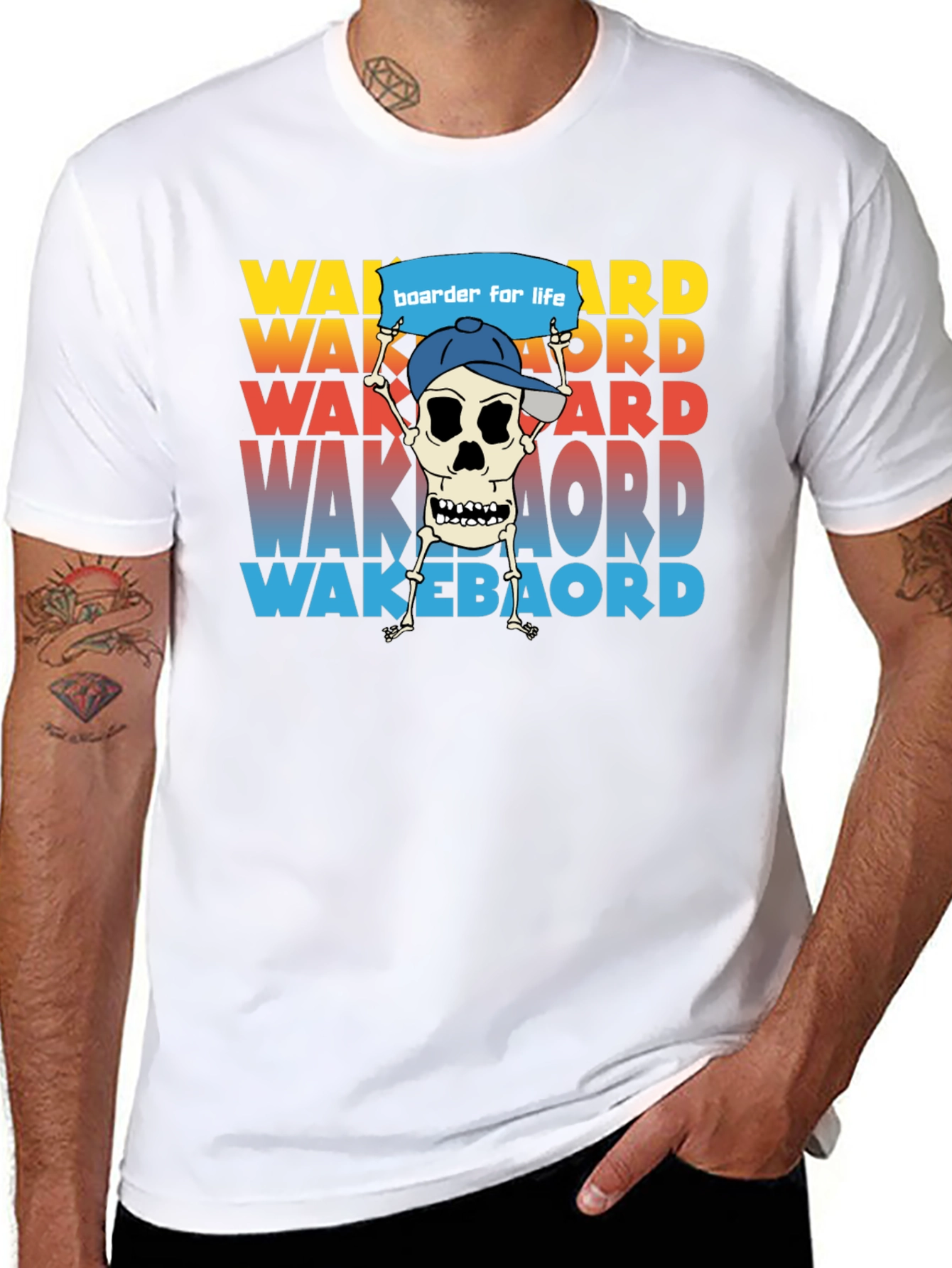 Wakeboarder Skeleton Graphic Tee - Cool Watersport Shirt