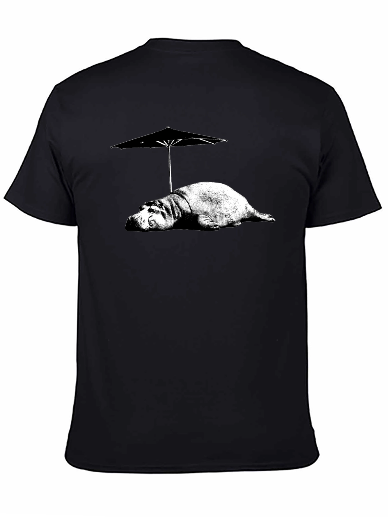 Hippo Under Umbrella Graphic Tee - Relaxed Summer Style
