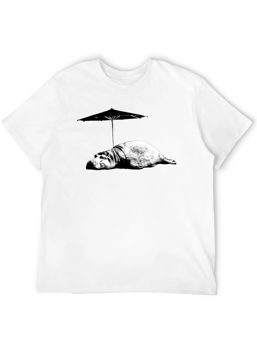 Hippo Under Umbrella Graphic Tee - Relaxed Summer Style