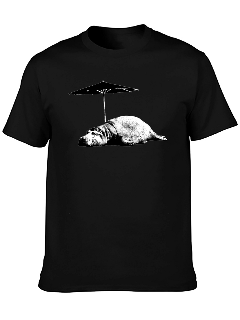 Hippo Under Umbrella Graphic Tee - Relaxed Summer Style