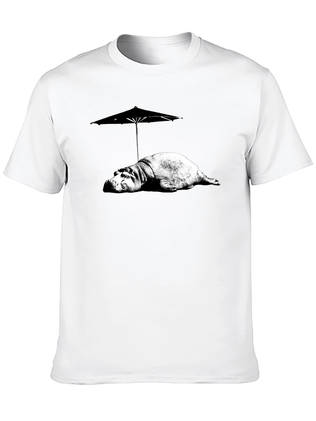 Hippo Under Umbrella Graphic Tee - Relaxed Summer Style