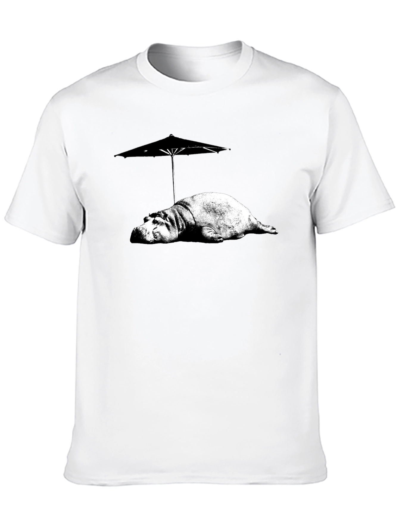 Hippo Under Umbrella Graphic Tee - Relaxed Summer Style