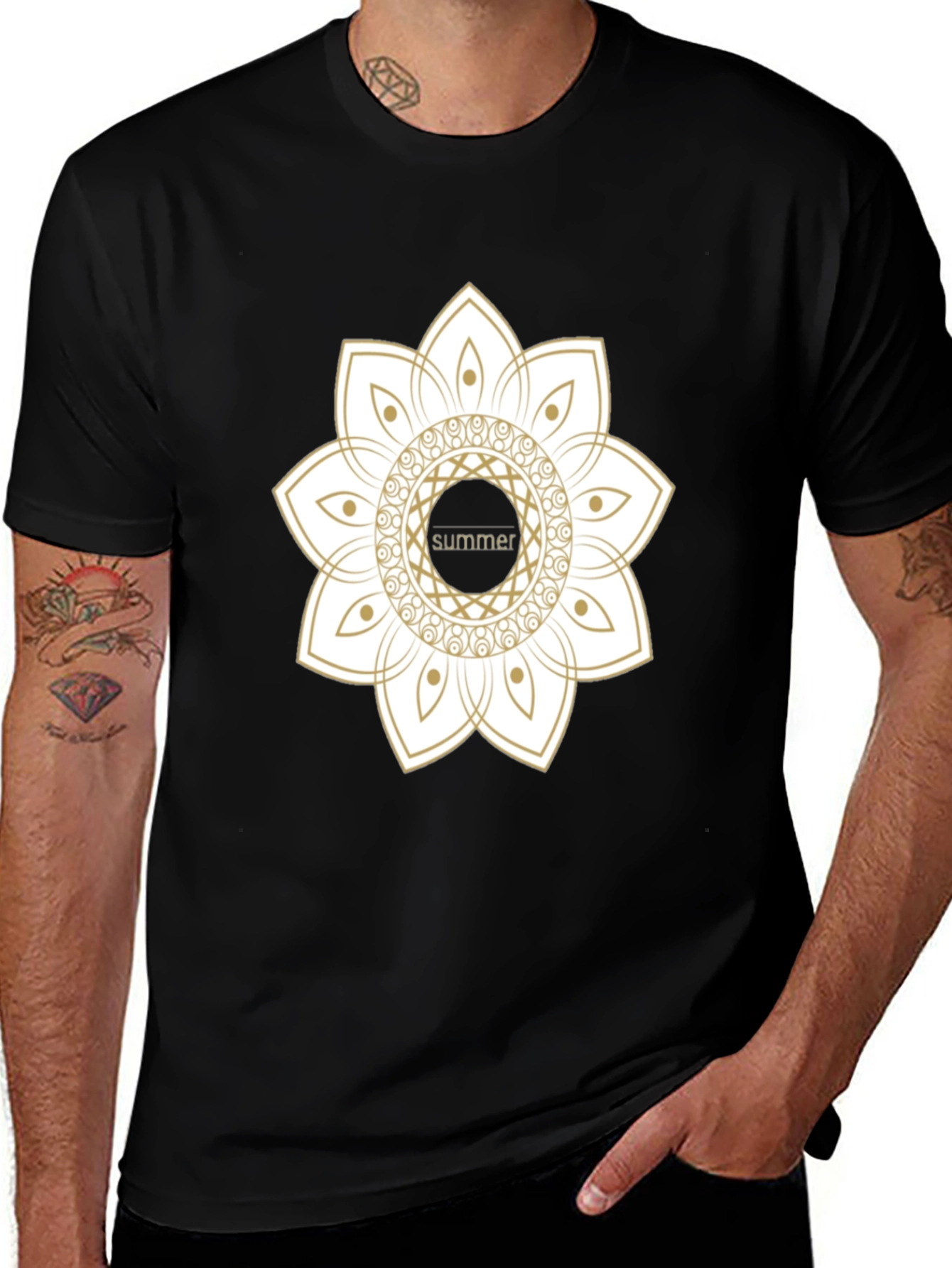Summer Mandala Black Graphic Tee