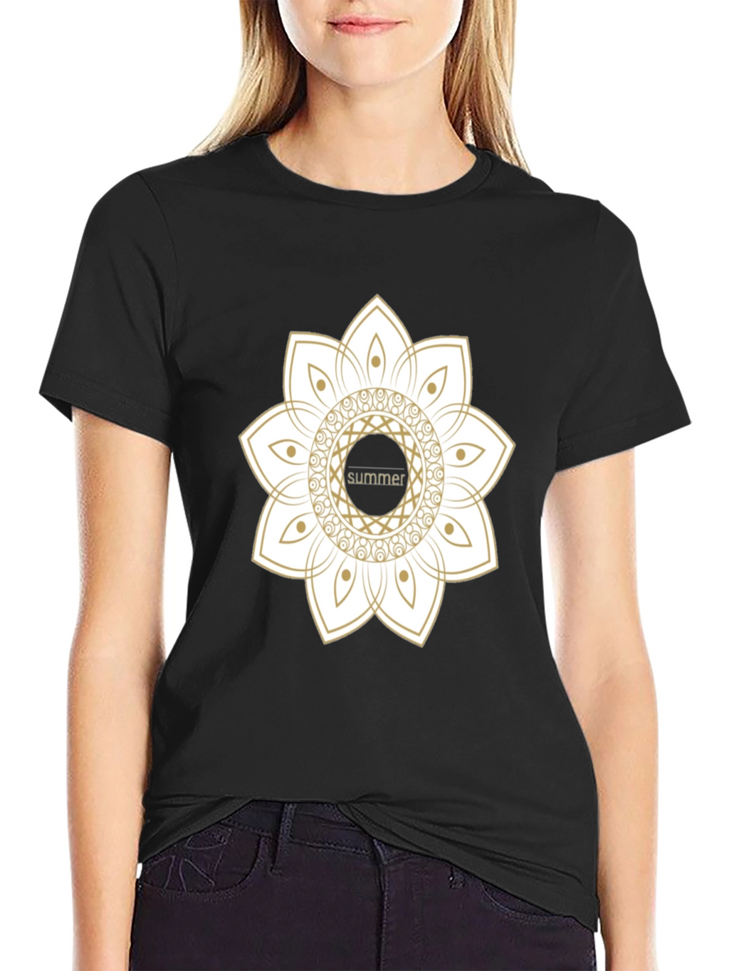 Summer Mandala Black Graphic Tee