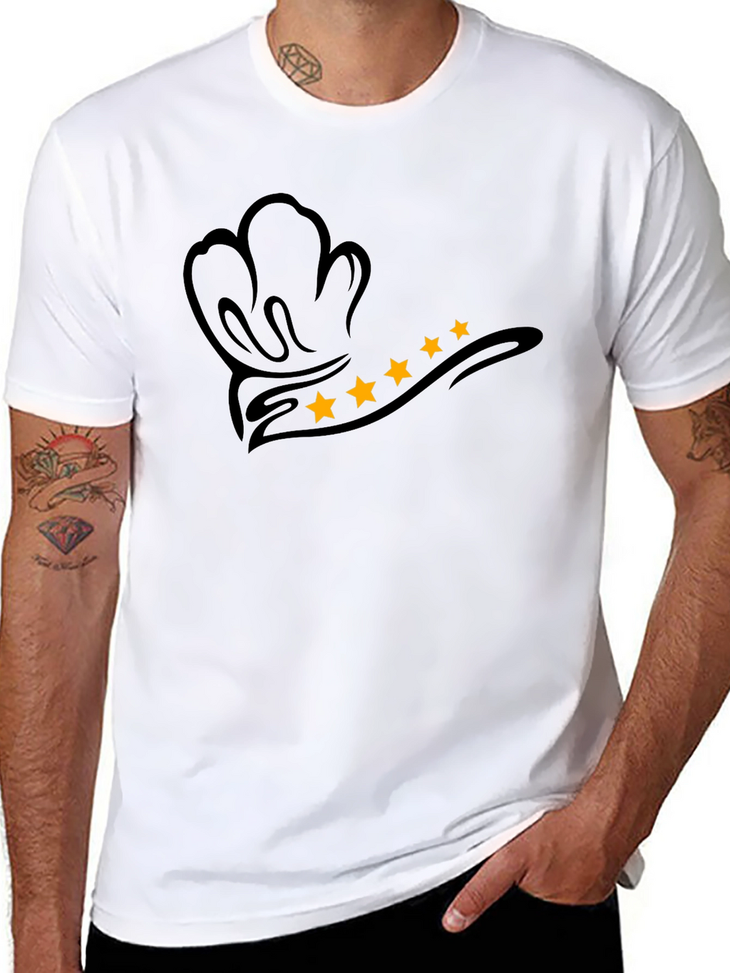 Chef Hat Star Rating Graphic T-Shirt - Black