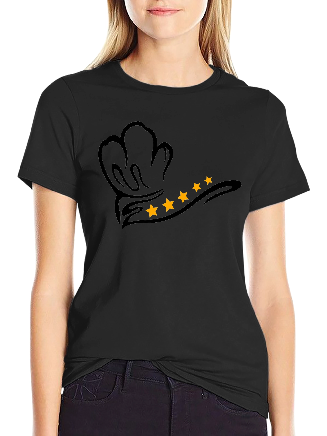 Chef Hat Star Rating Graphic T-Shirt - Black