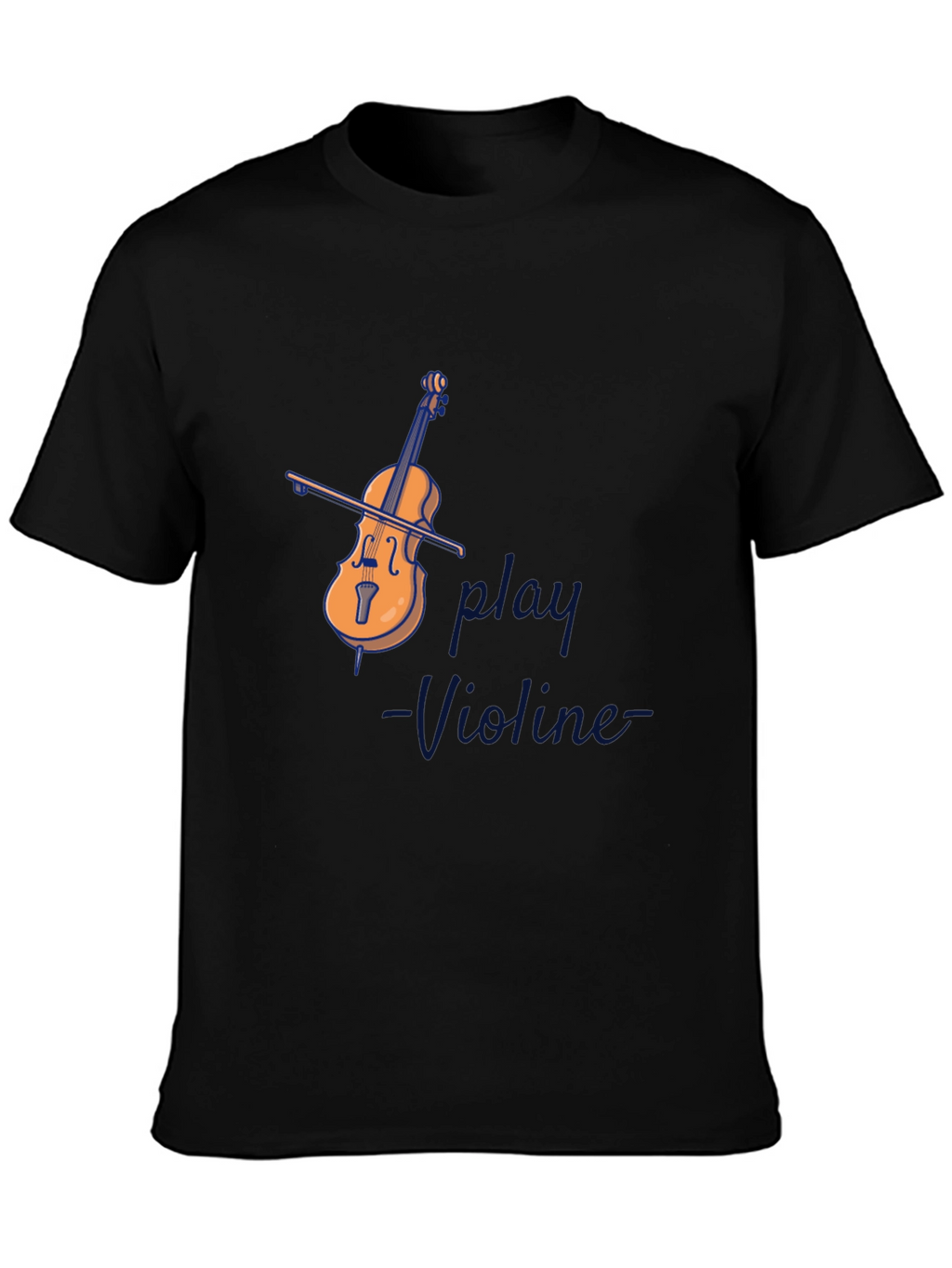 Play Violin Graphic Tee - Black Cotton Comfort