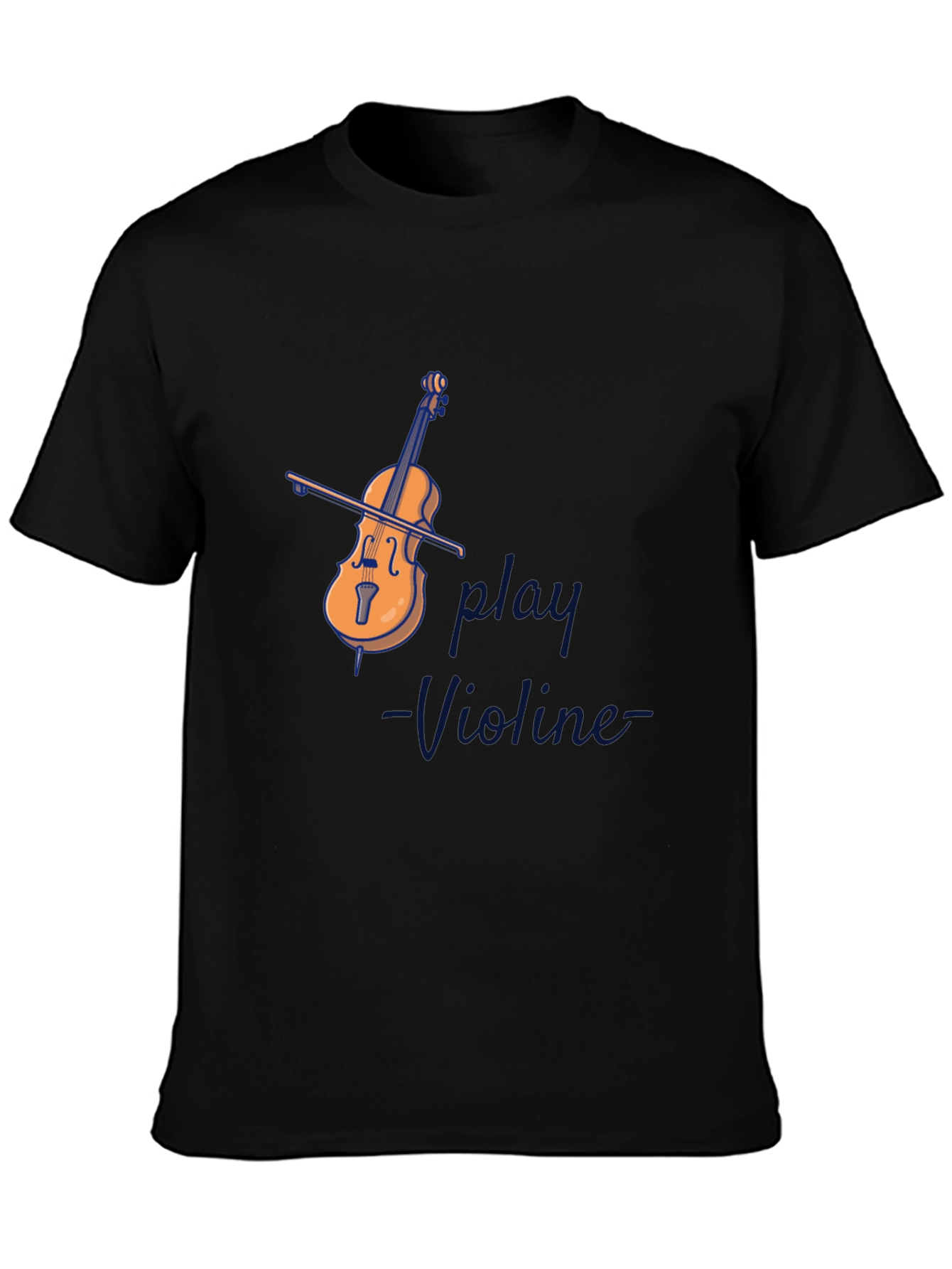 Play Violin Graphic Tee - Black Cotton Comfort