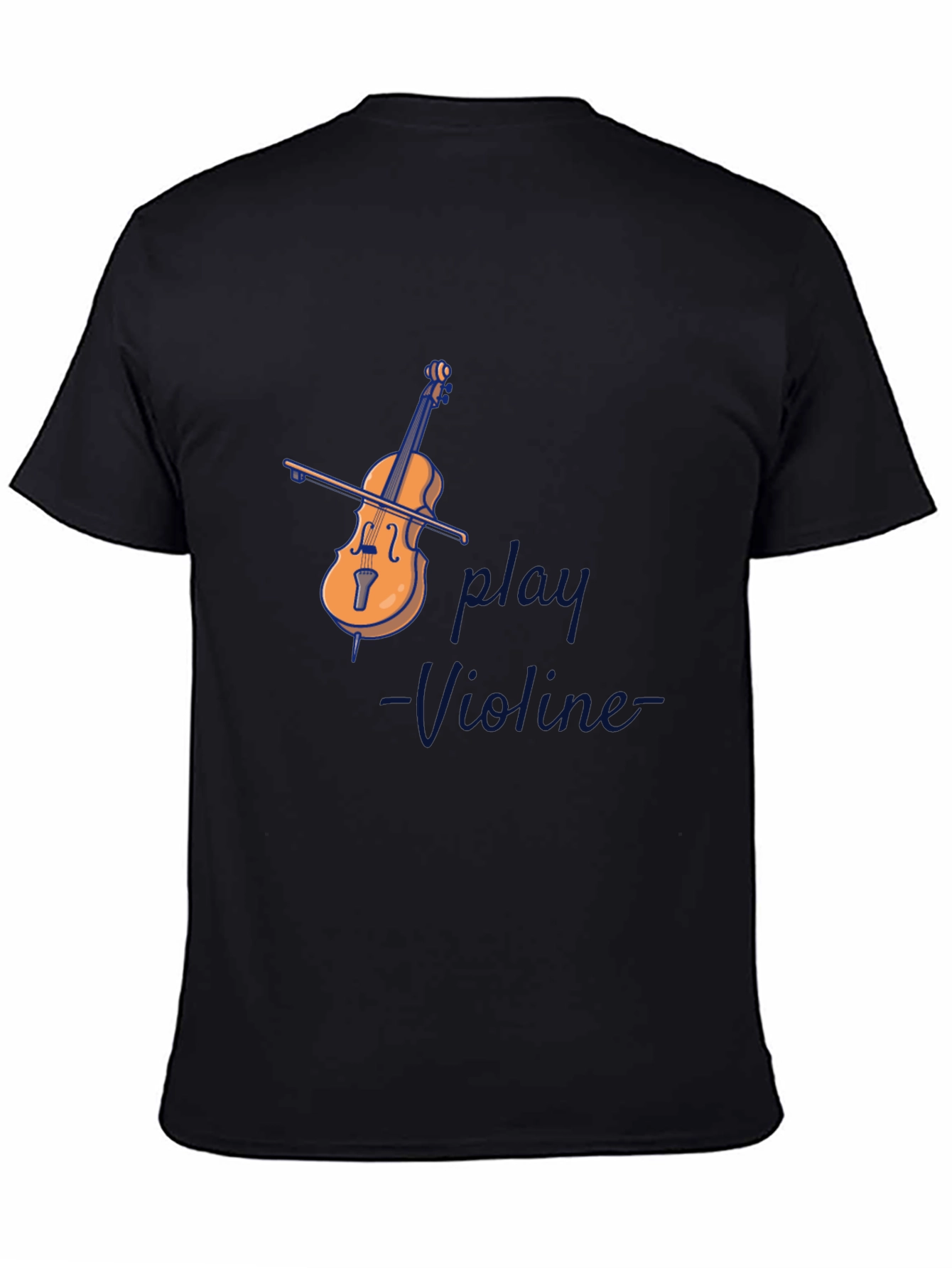 Play Violin Graphic Tee - Black Cotton Comfort