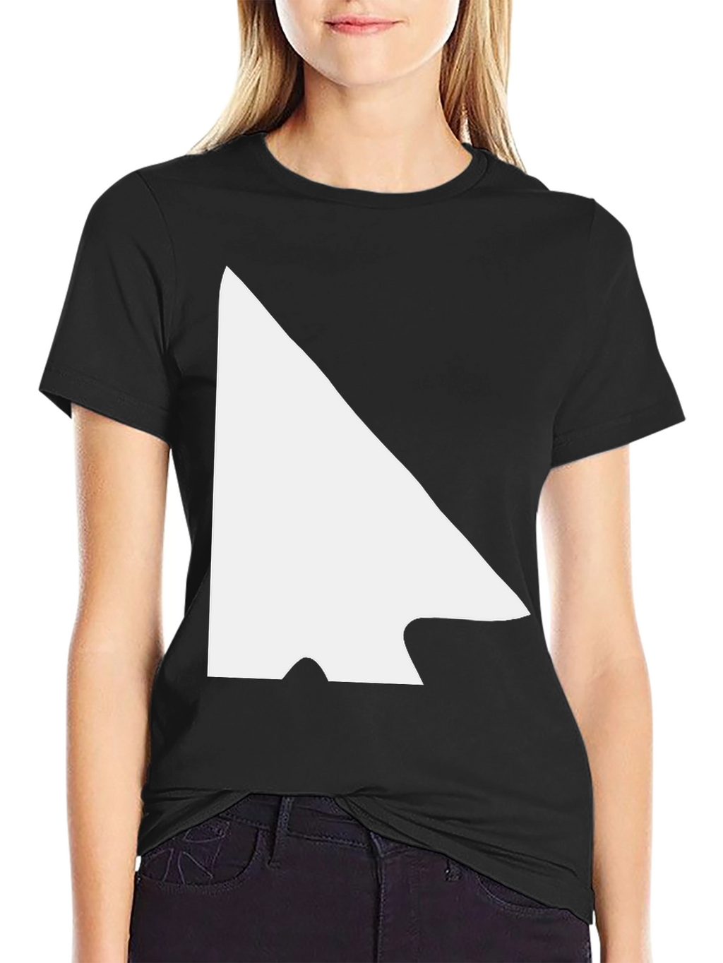 Modern Black Tee with White Arrowhead Graphic