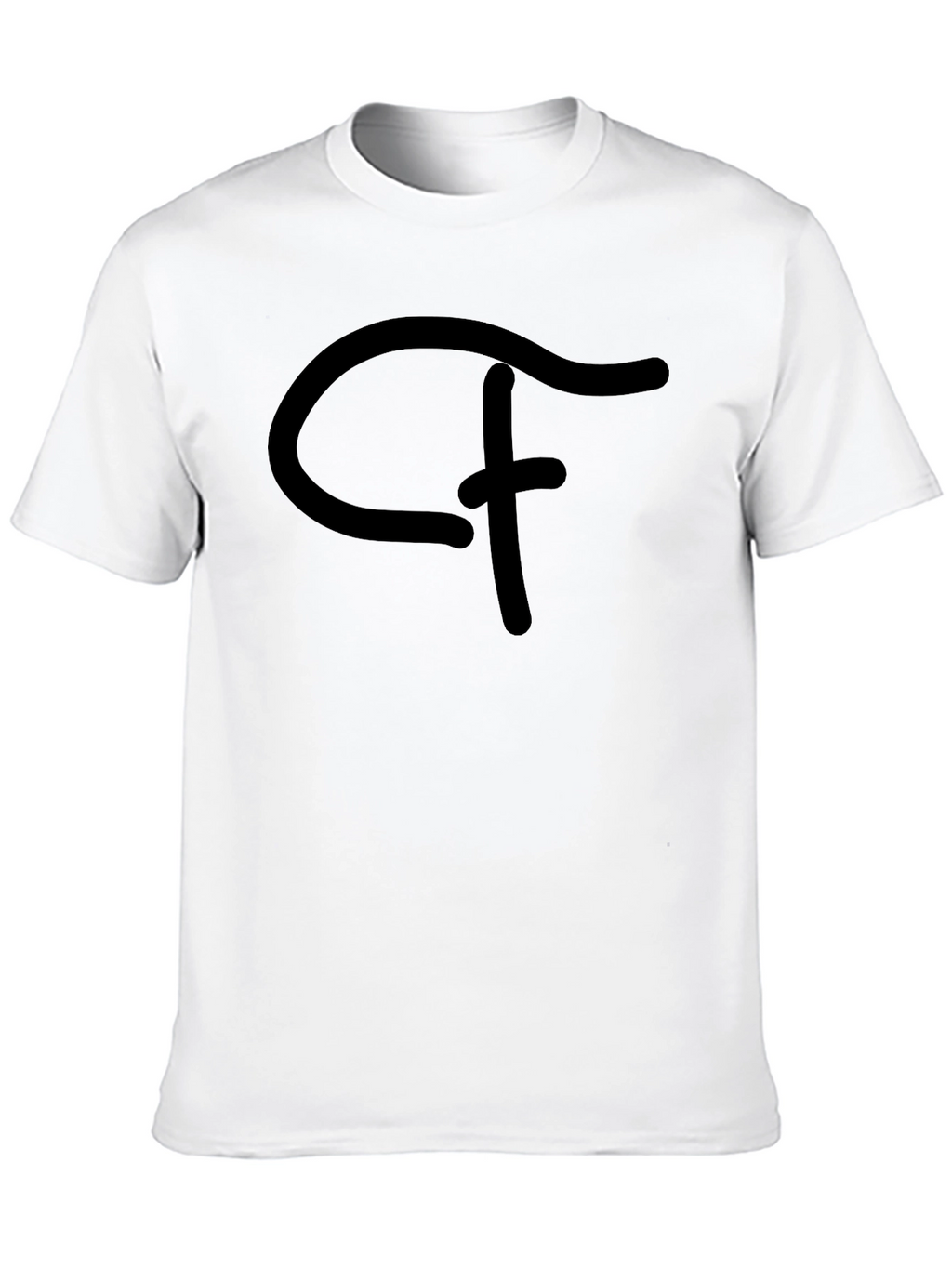Black T-Shirt with Abstract Logo Graphic Print