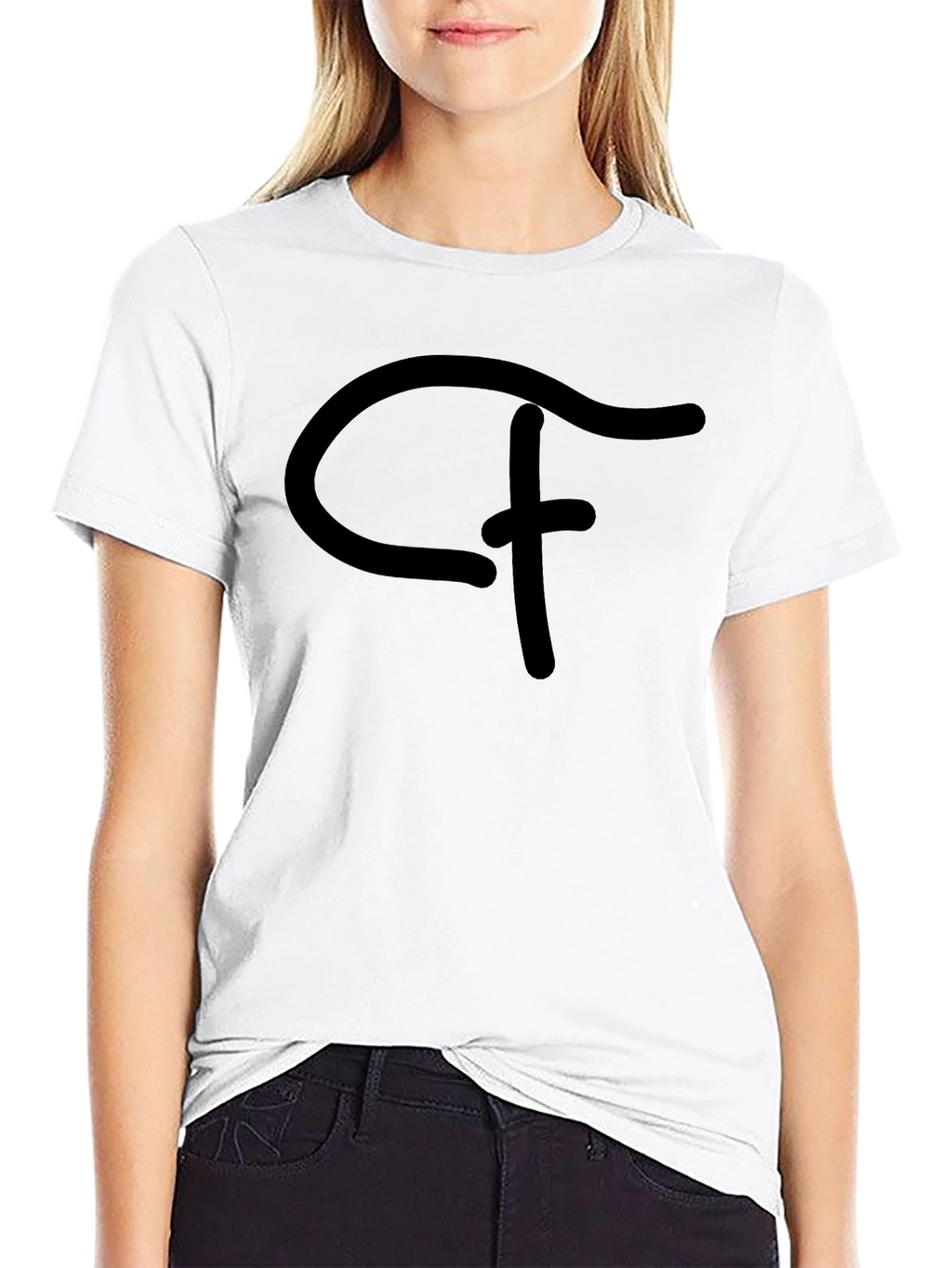 Black T-Shirt with Abstract Logo Graphic Print