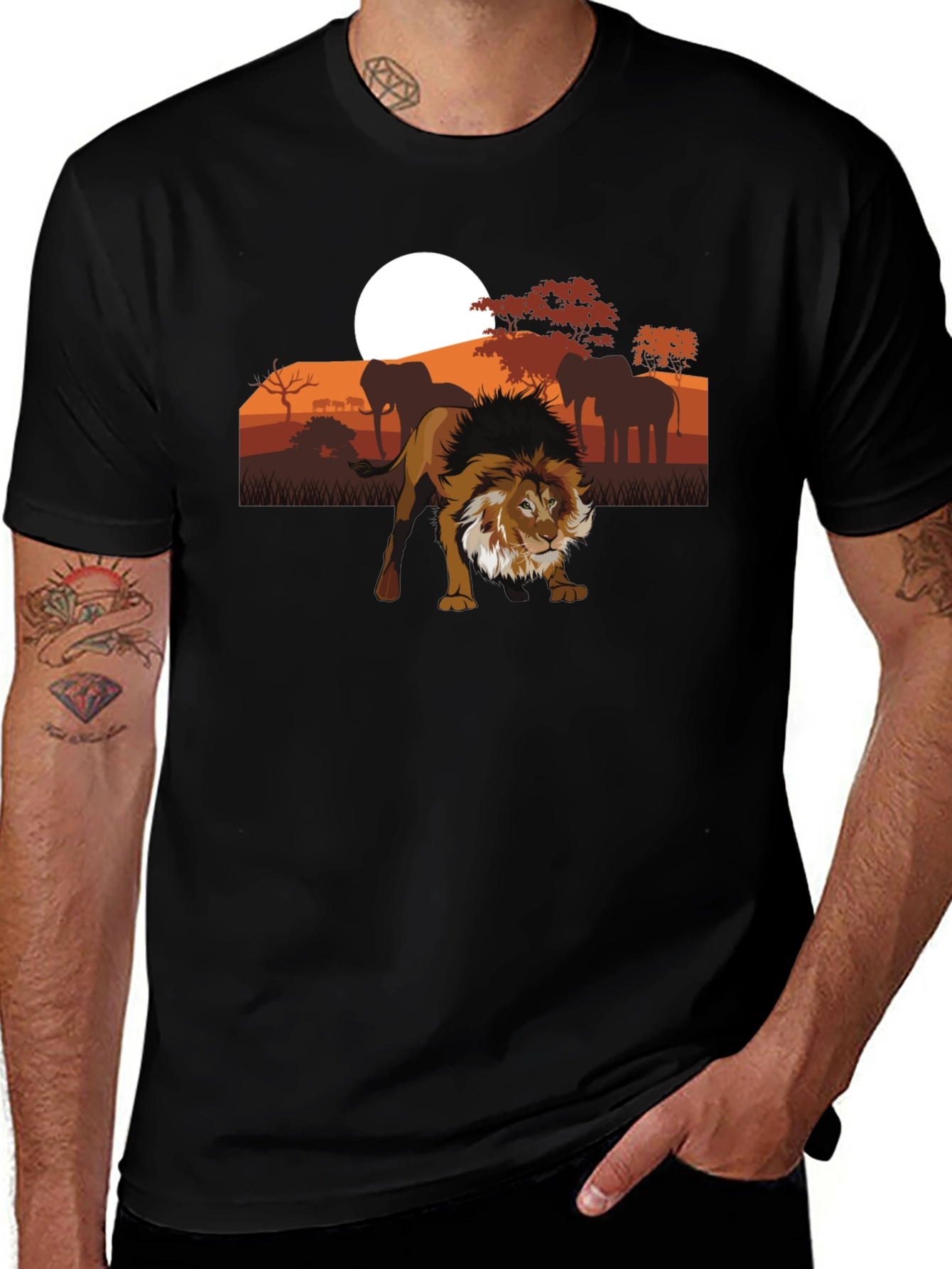Lion Safari Graphic Tee - Unisex Black T-Shirt