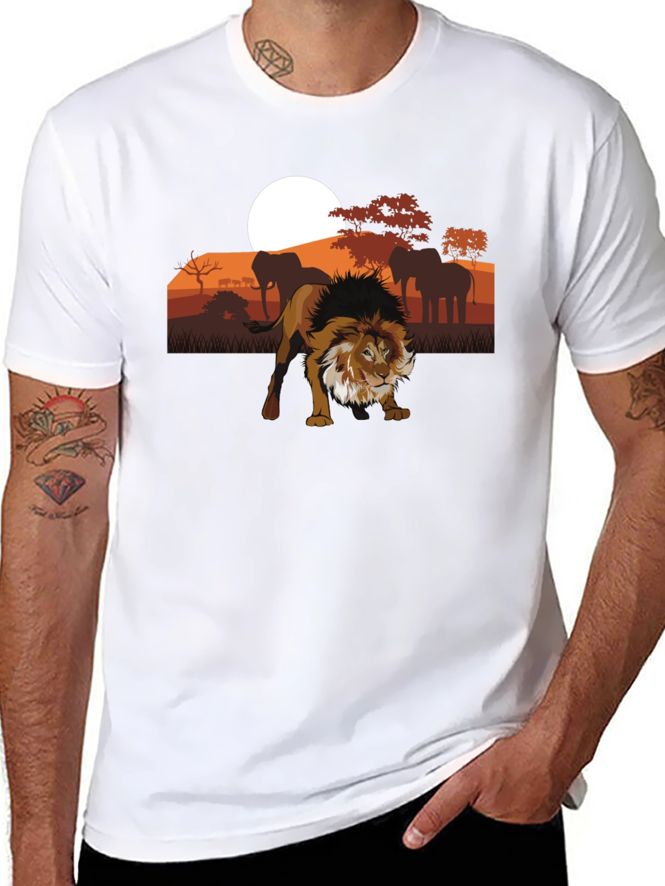 Lion Safari Graphic Tee - Unisex Black T-Shirt