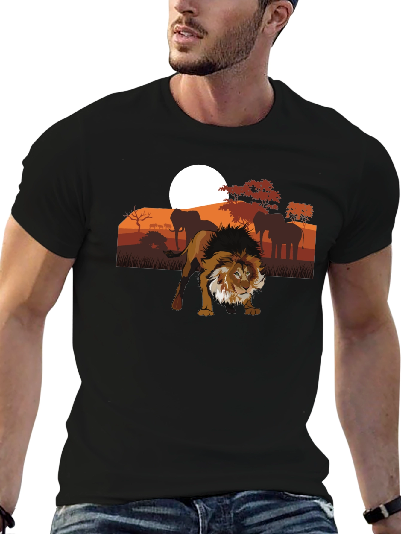 Lion Safari Graphic Tee - Unisex Black T-Shirt