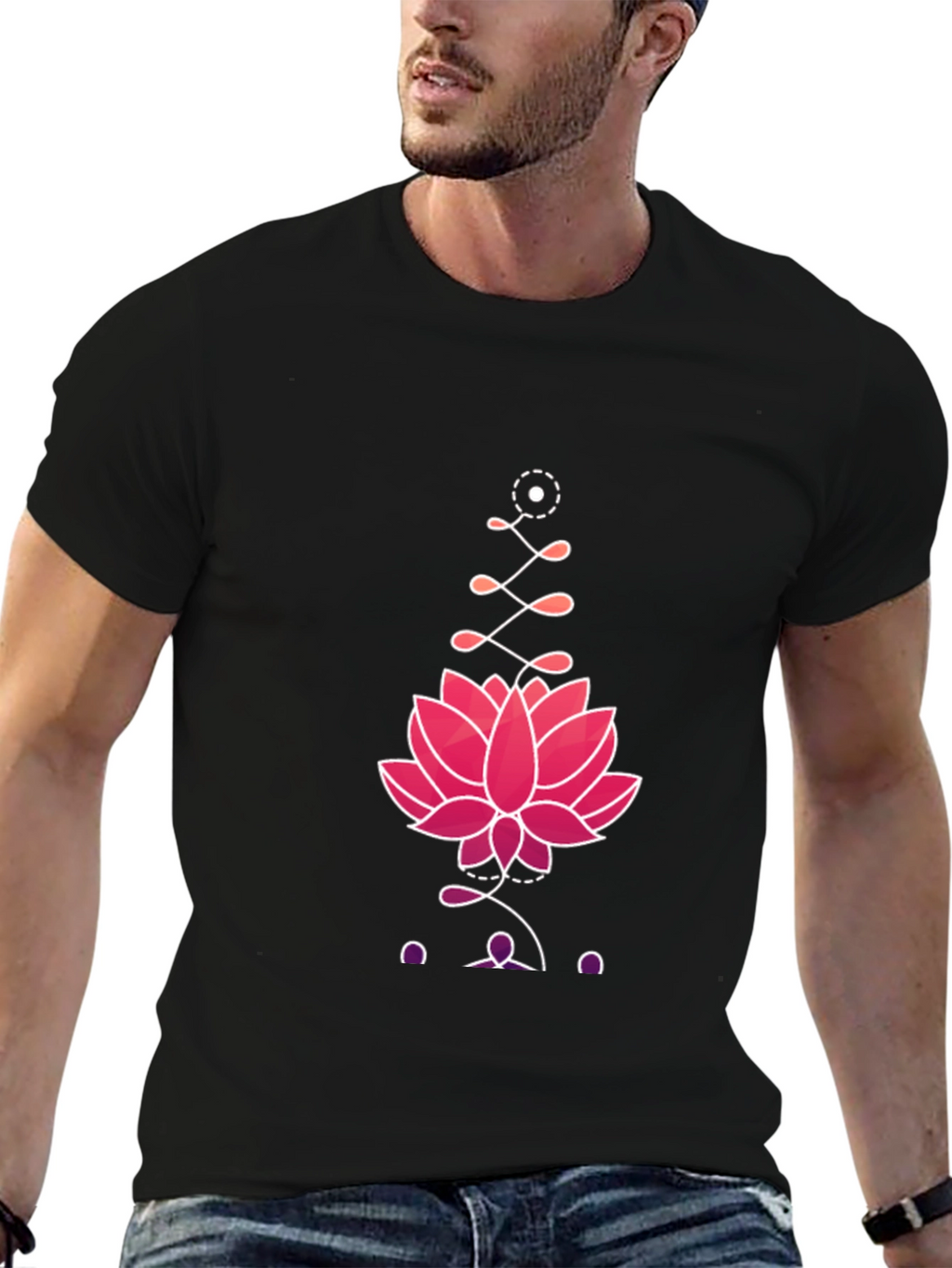 Lotus Graphic Print Tee - Black