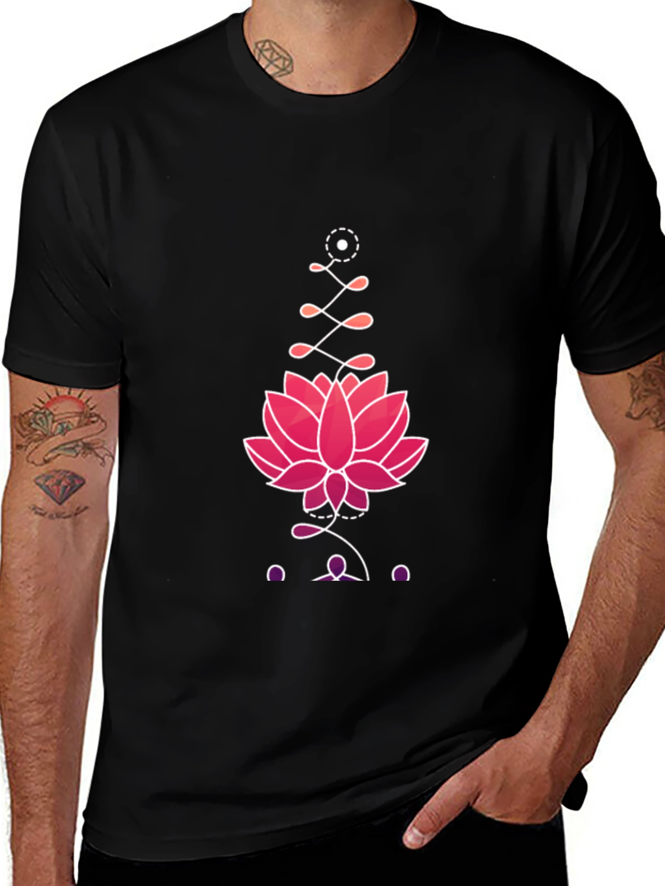 Lotus Graphic Print Tee - Black