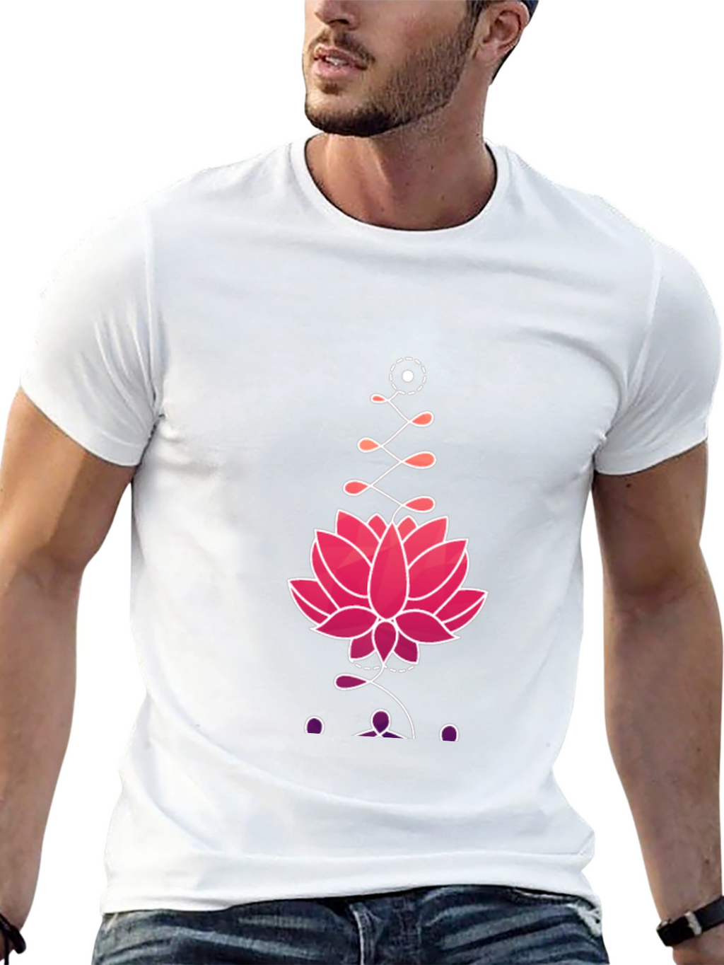 Lotus Graphic Print Tee - Black