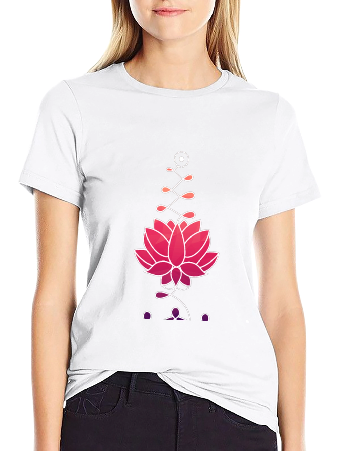 Lotus Graphic Print Tee - Black