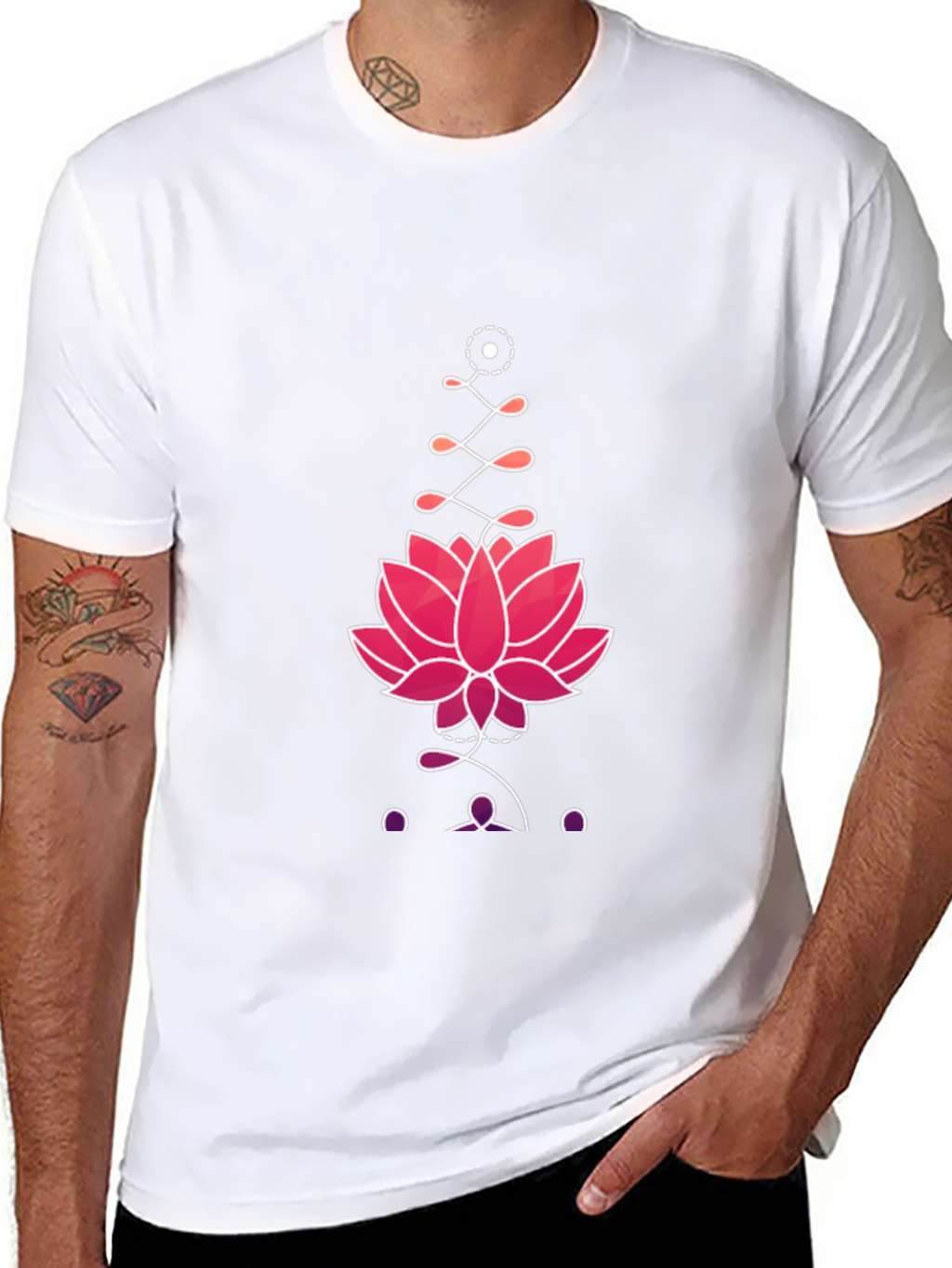 Lotus Graphic Print Tee - Black