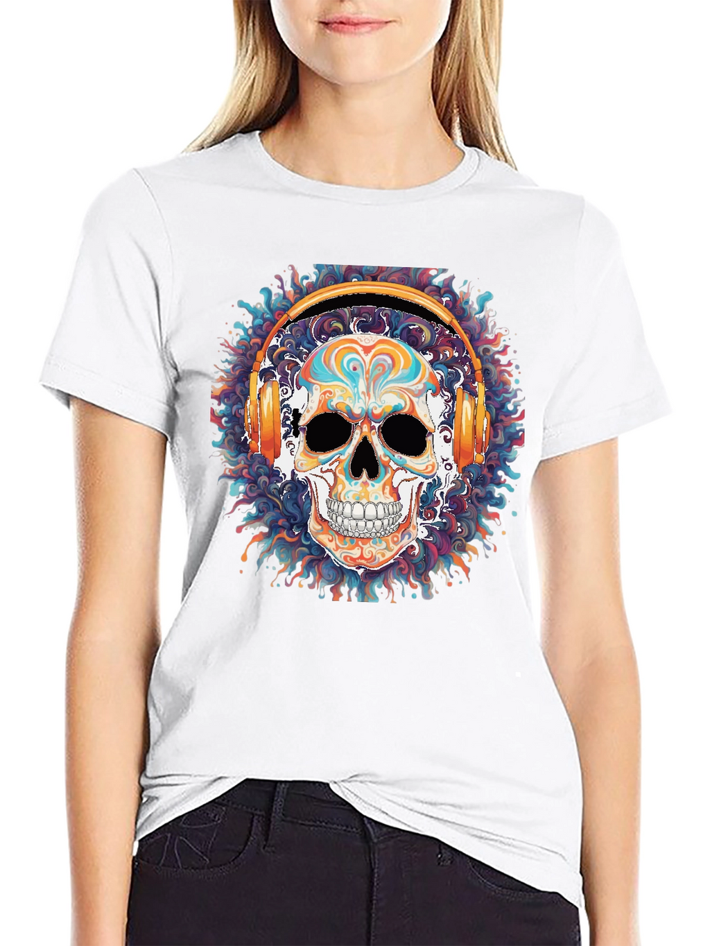 Skull Headphones Graphic Tee - Cool Black T-Shirt