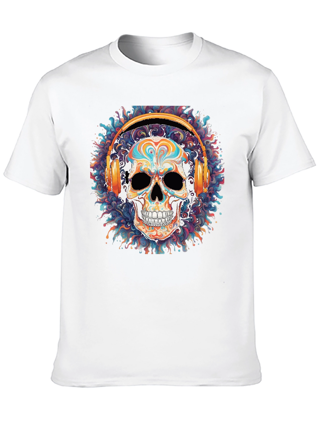 Skull Headphones Graphic Tee - Cool Black T-Shirt