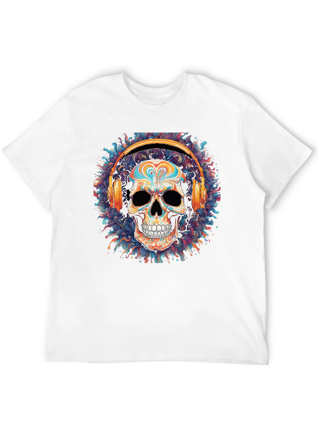Skull Headphones Graphic Tee - Cool Black T-Shirt