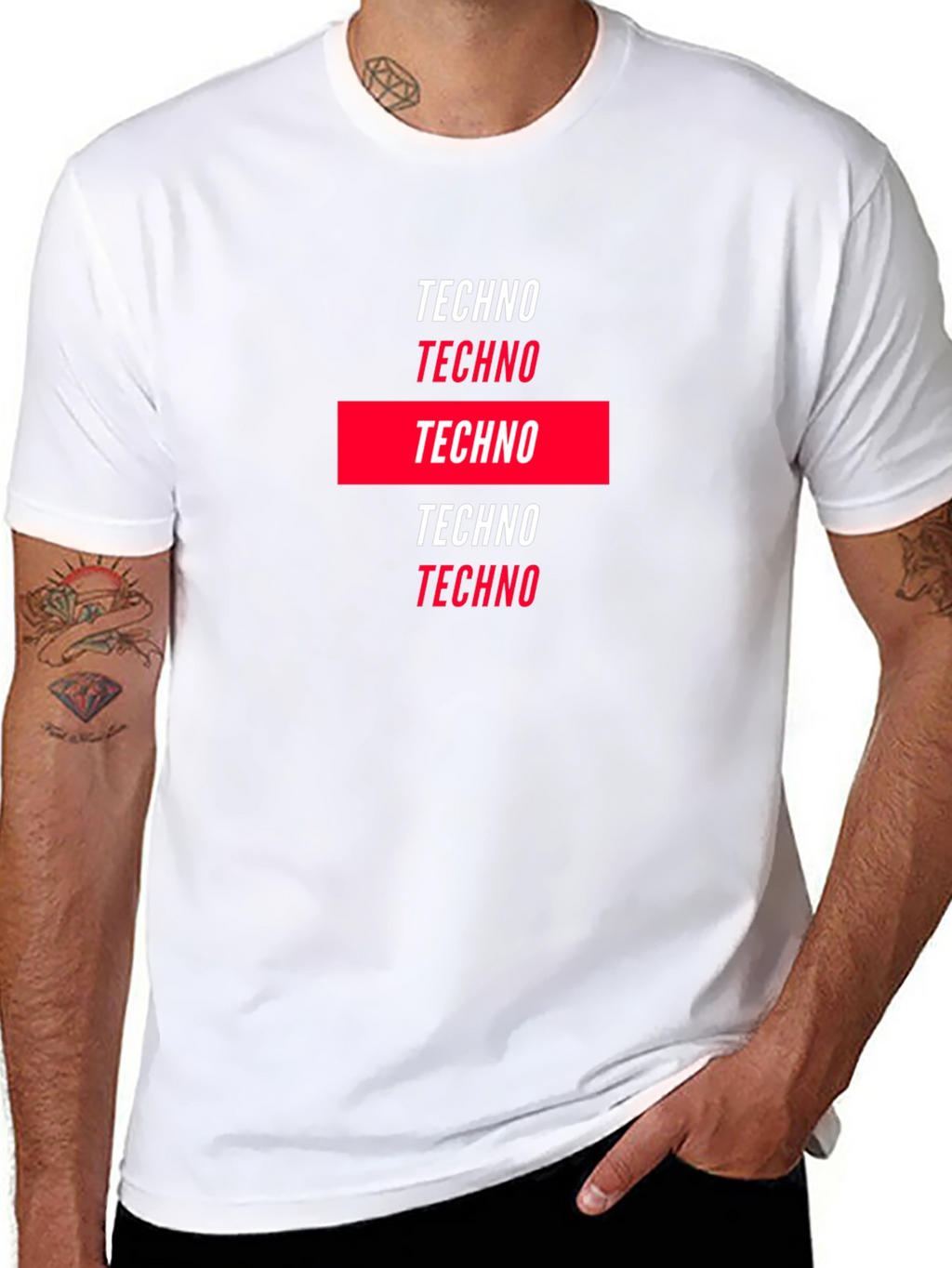 Techno Graphic Print Black T-Shirt