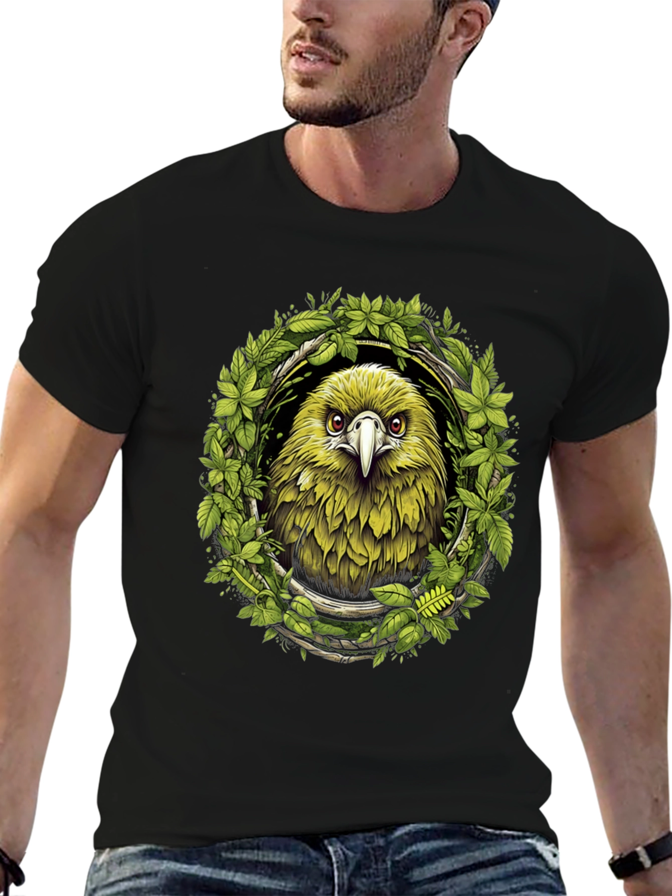 Eagle Wreath Graphic Tee - Nature Inspired Bird Shirt