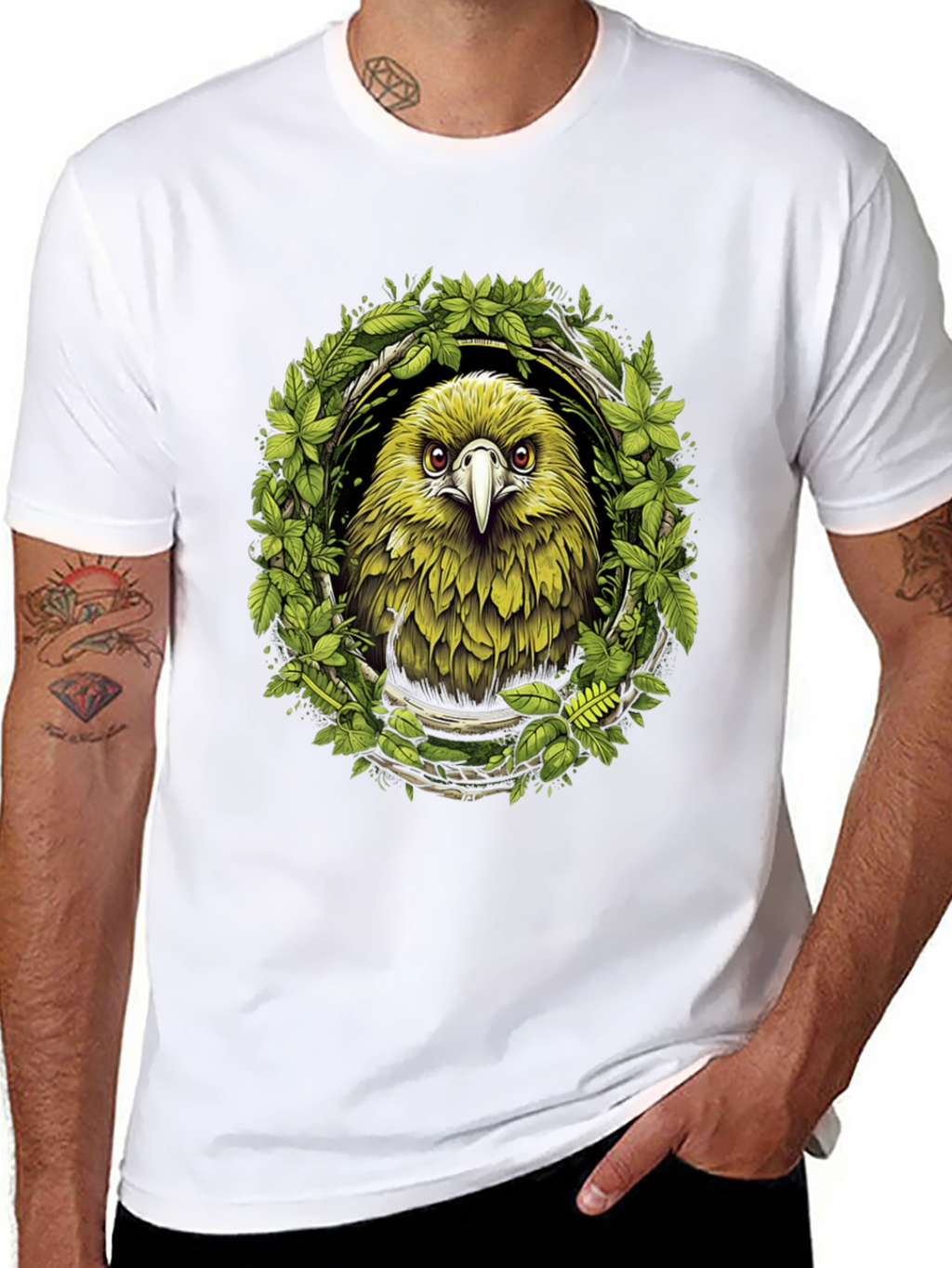 Eagle Wreath Graphic Tee - Nature Inspired Bird Shirt