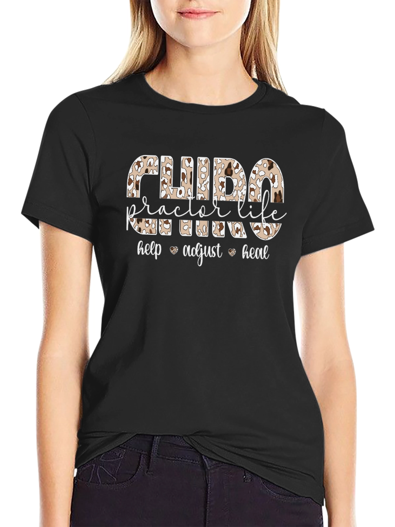 Chiropractor Life Leopard Print Graphic T-Shirt