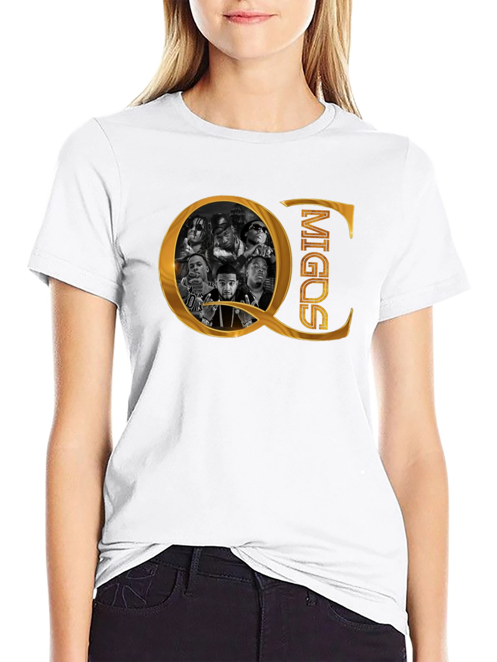 QC Migos Graphic Print Black T-Shirt
