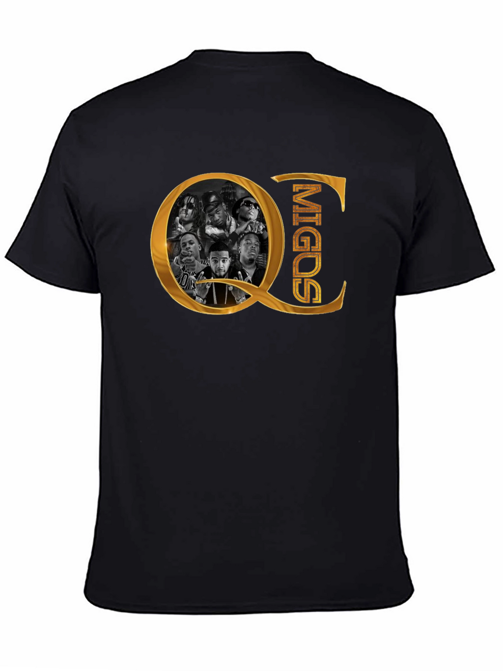 QC Migos Graphic Print Black T-Shirt