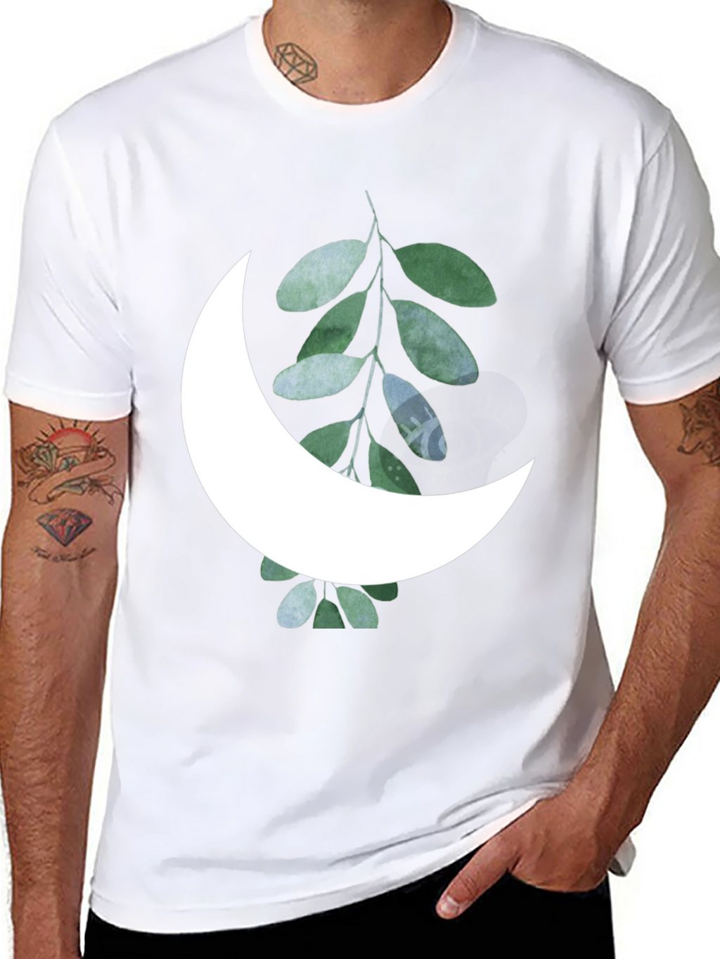 Moon & Leaf Graphic Black T-Shirt