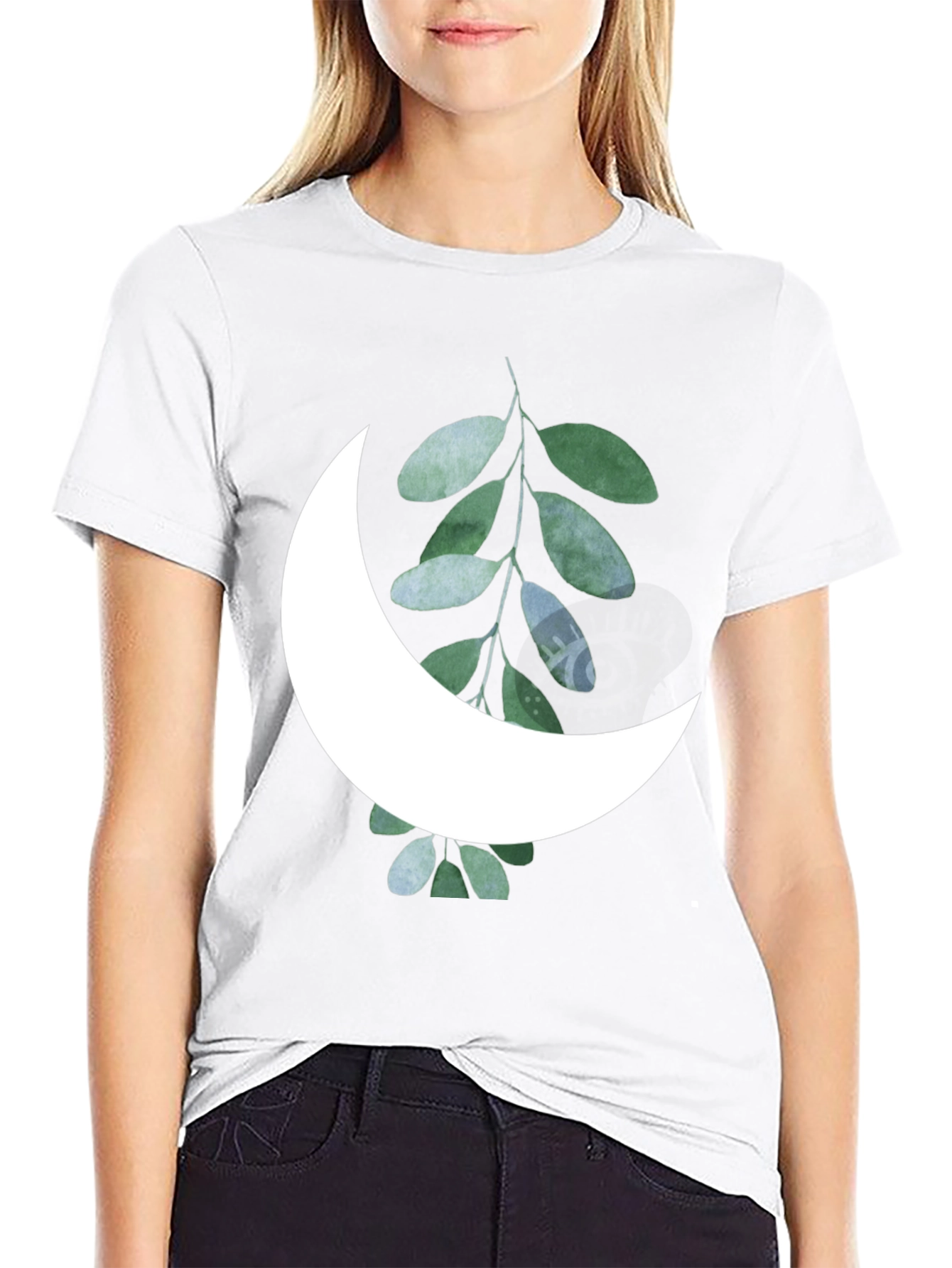 Moon & Leaf Graphic Black T-Shirt