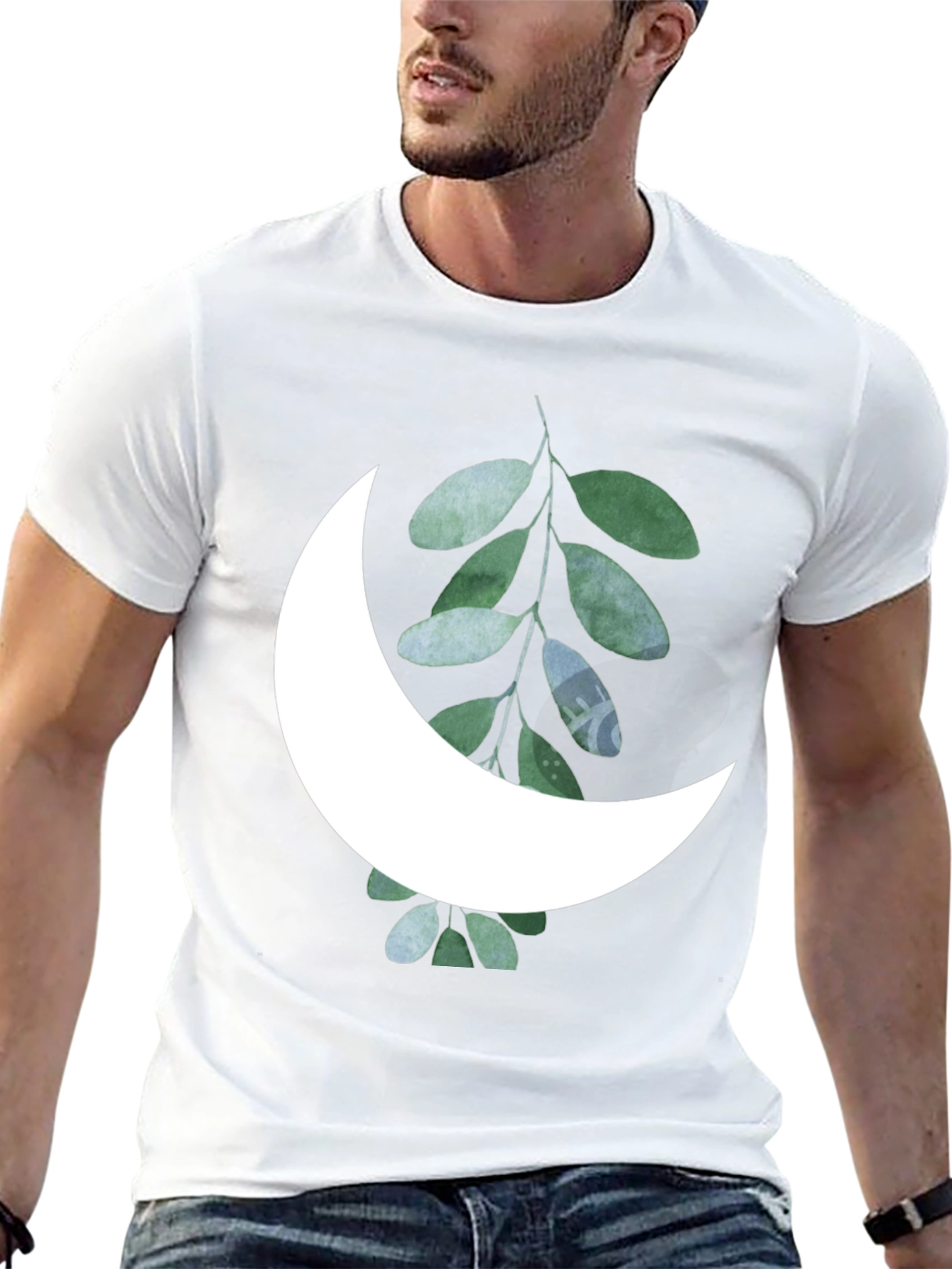 Moon & Leaf Graphic Black T-Shirt