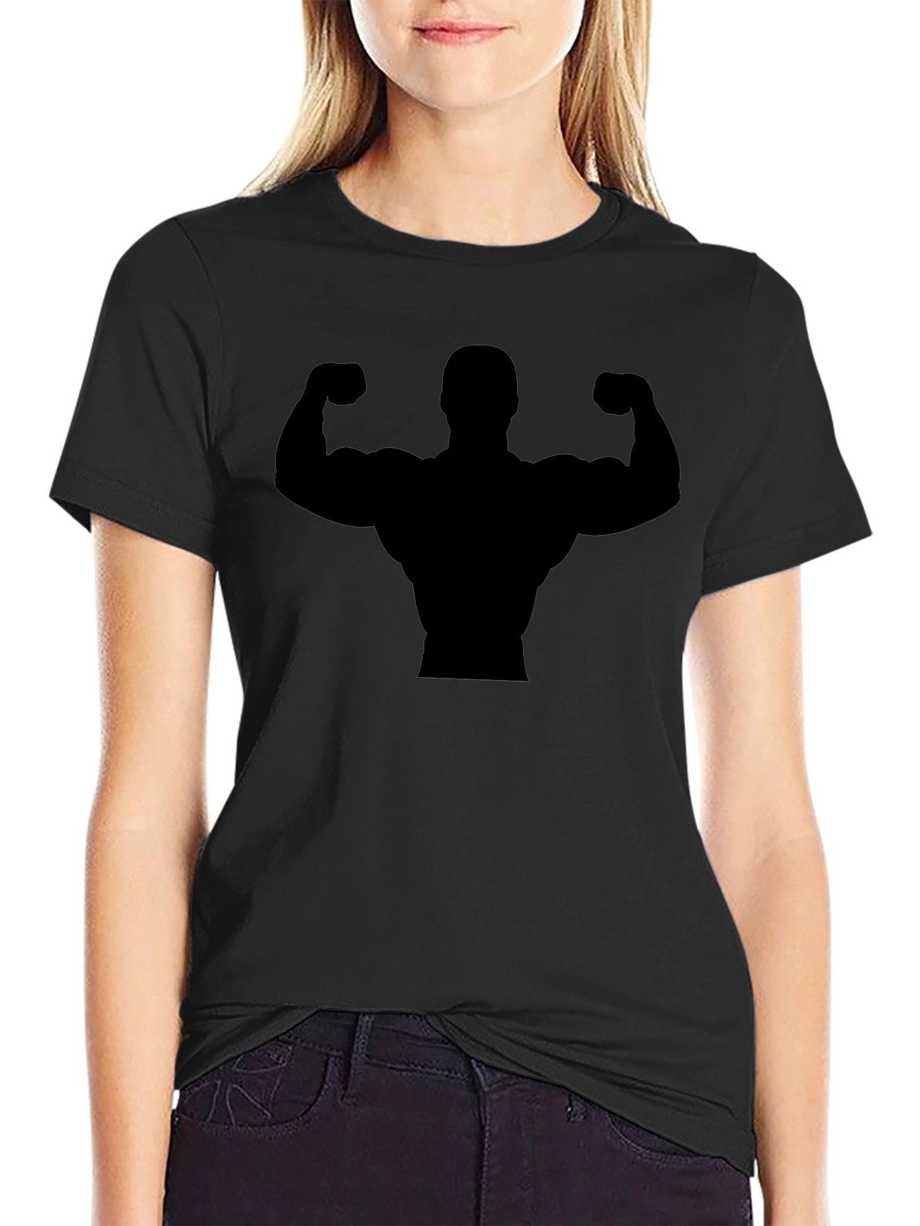 Muscle Man Silhouette Black T-Shirt