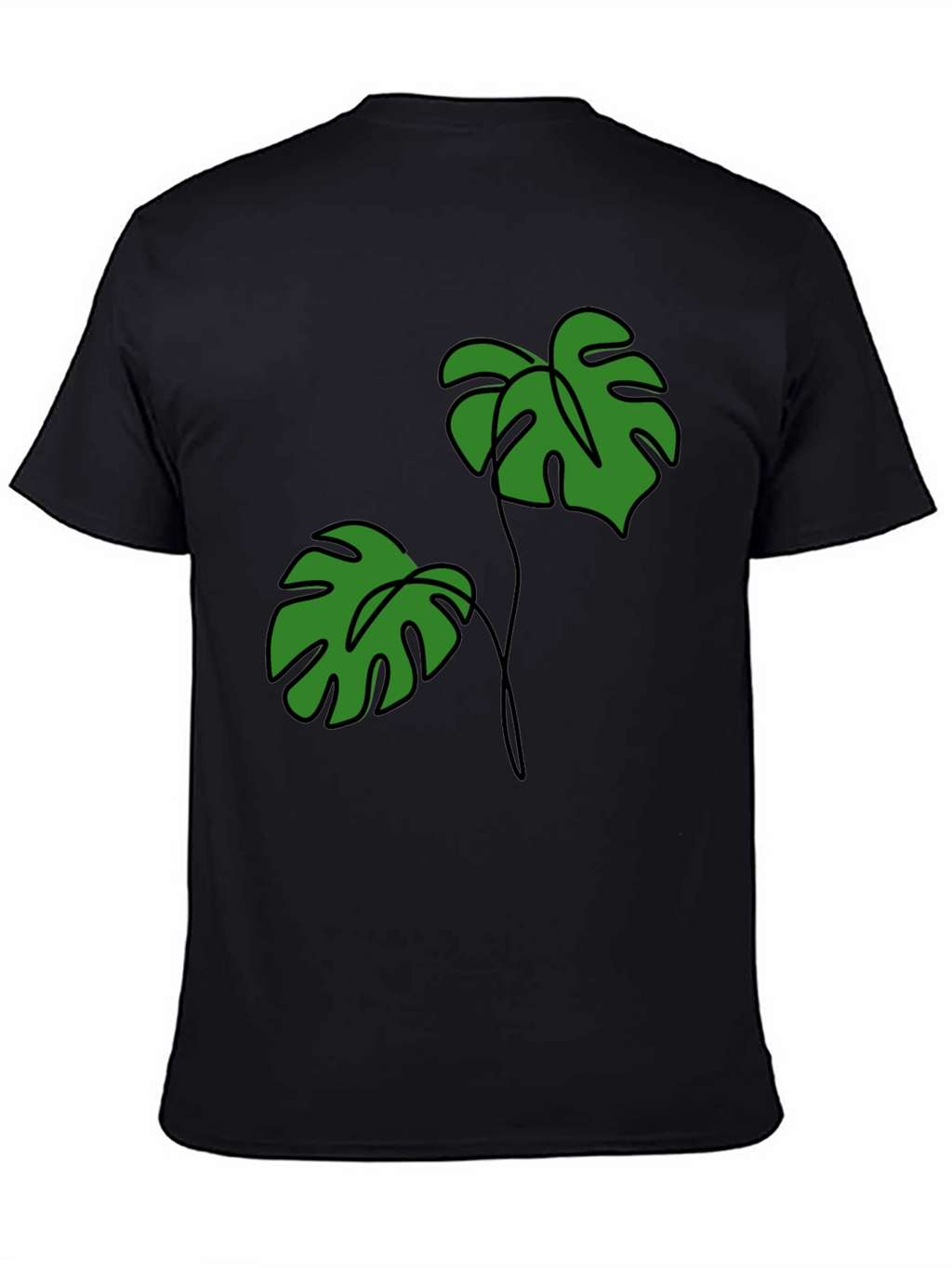 Tropical Monstera Leaf Graphic Tee - Black