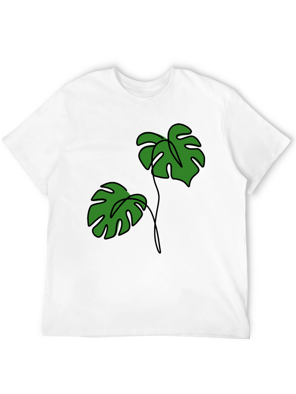 Tropical Monstera Leaf Graphic Tee - Black