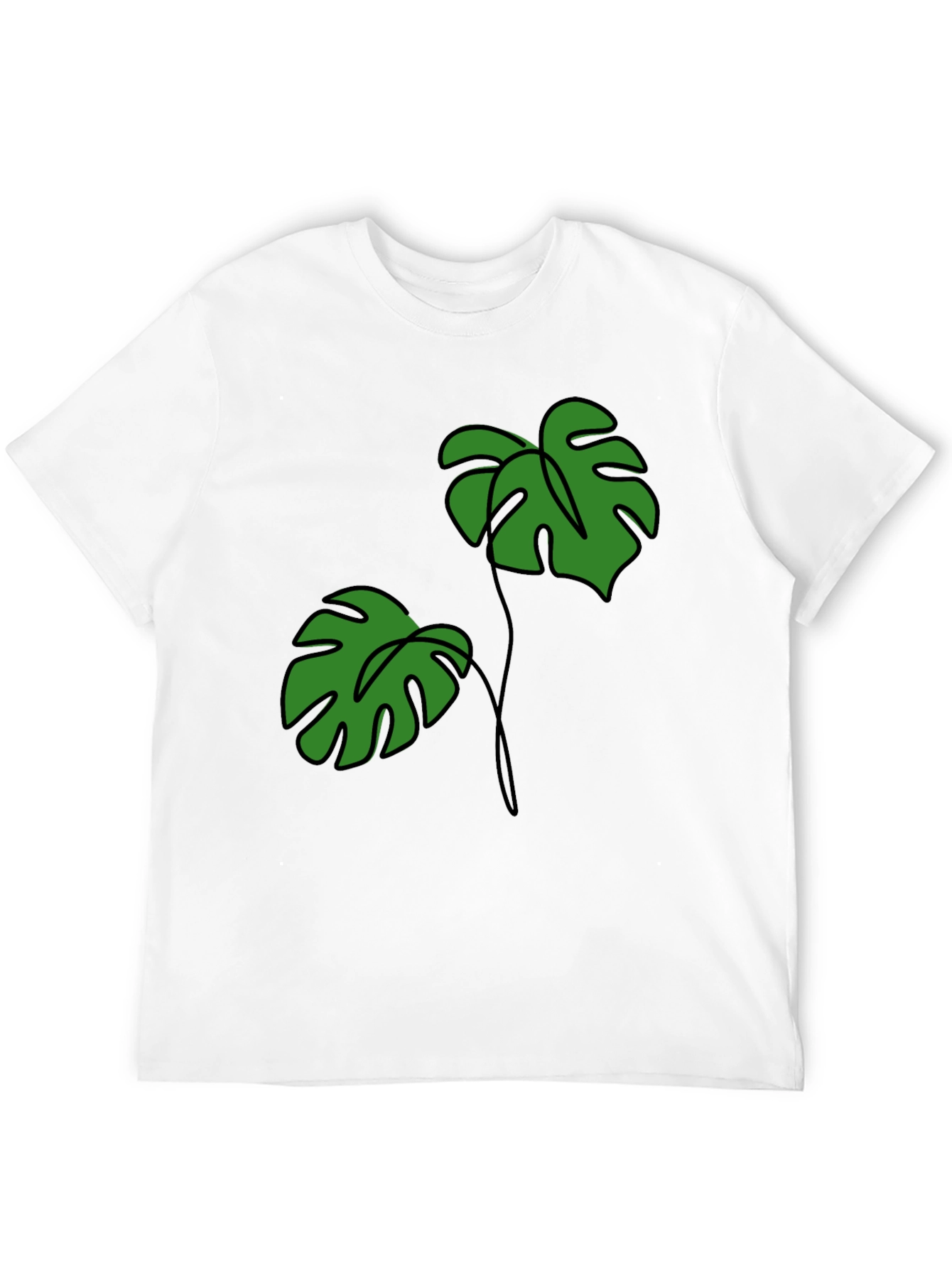 Tropical Monstera Leaf Graphic Tee - Black
