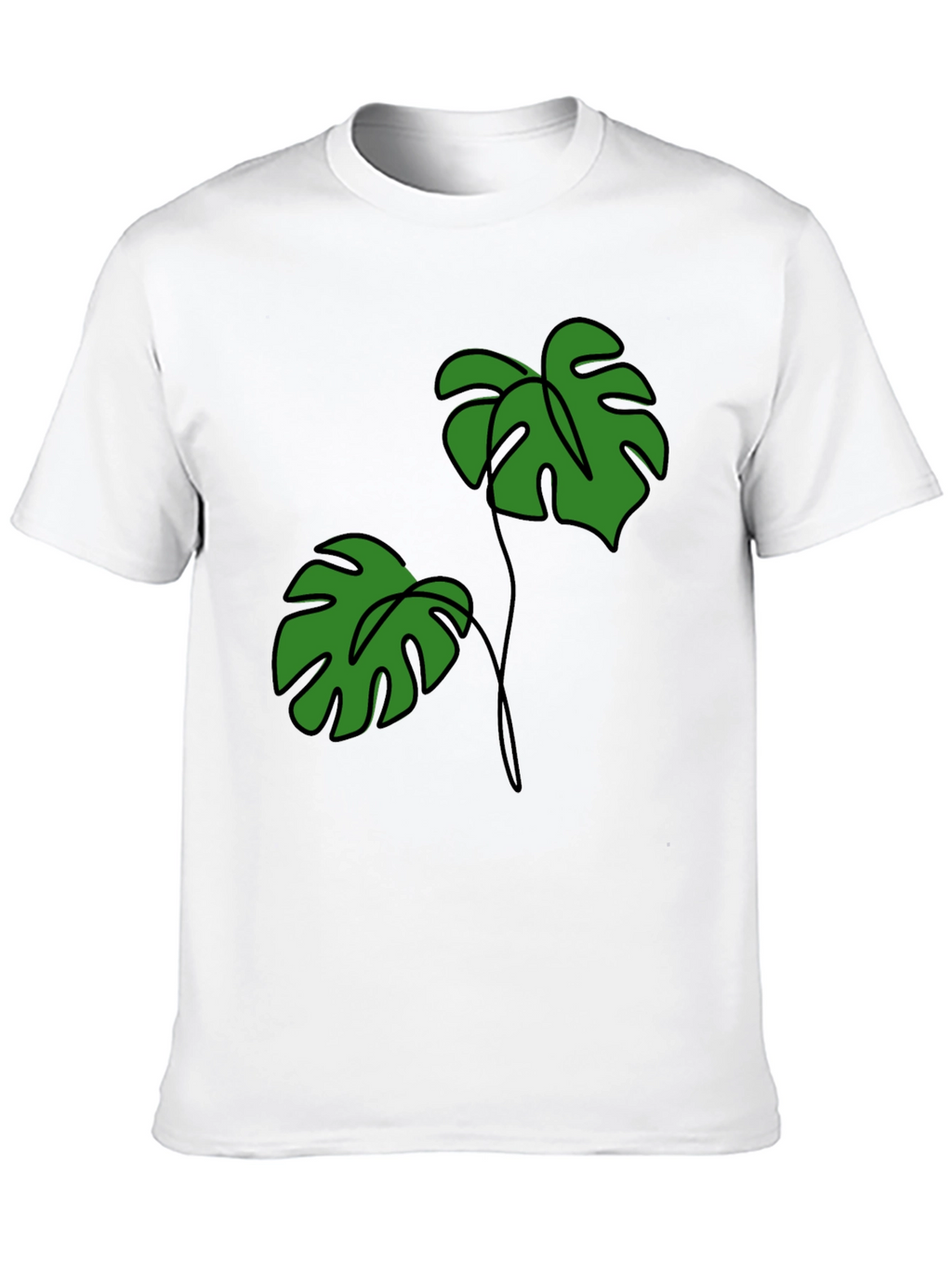 Tropical Monstera Leaf Graphic Tee - Black