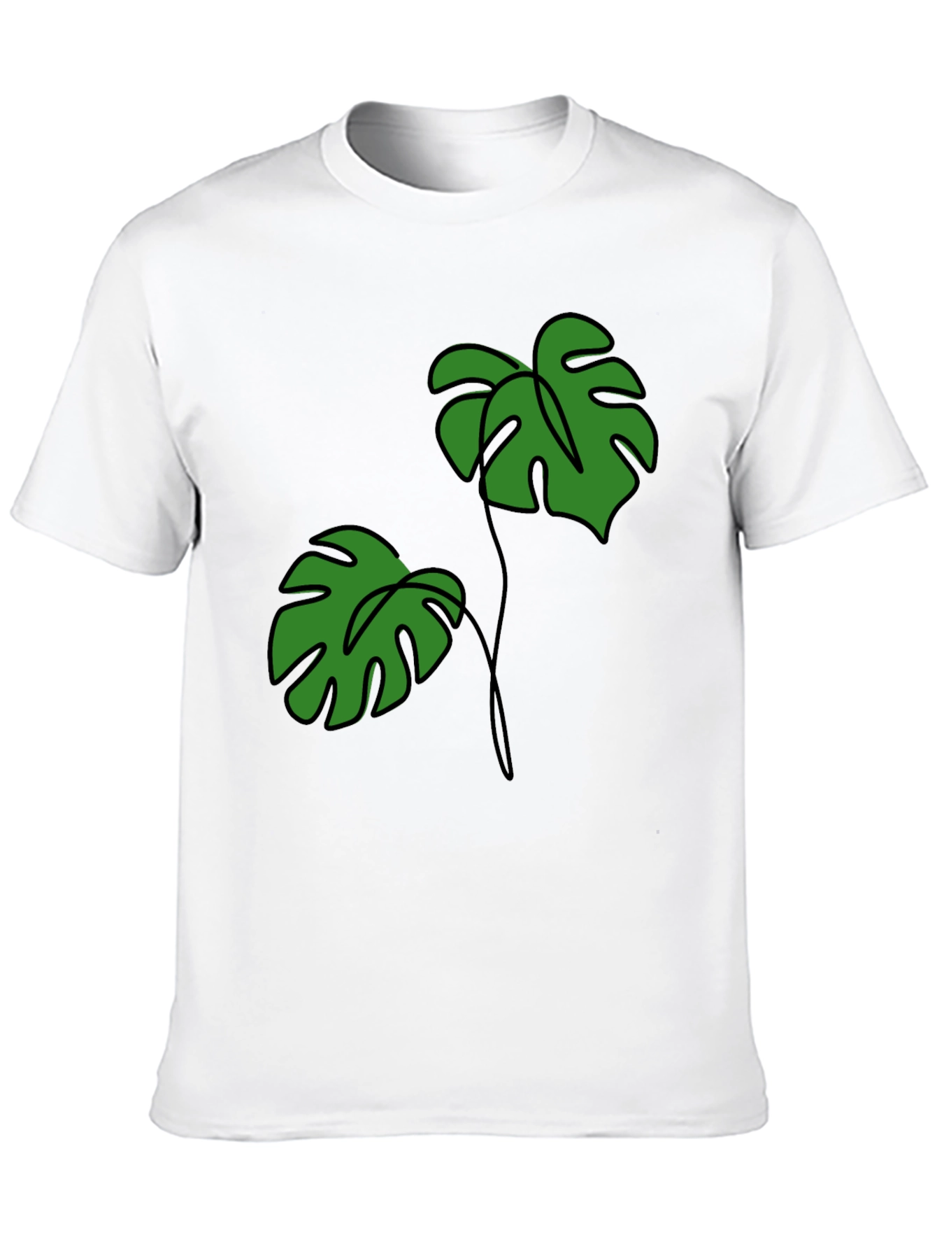 Tropical Monstera Leaf Graphic Tee - Black
