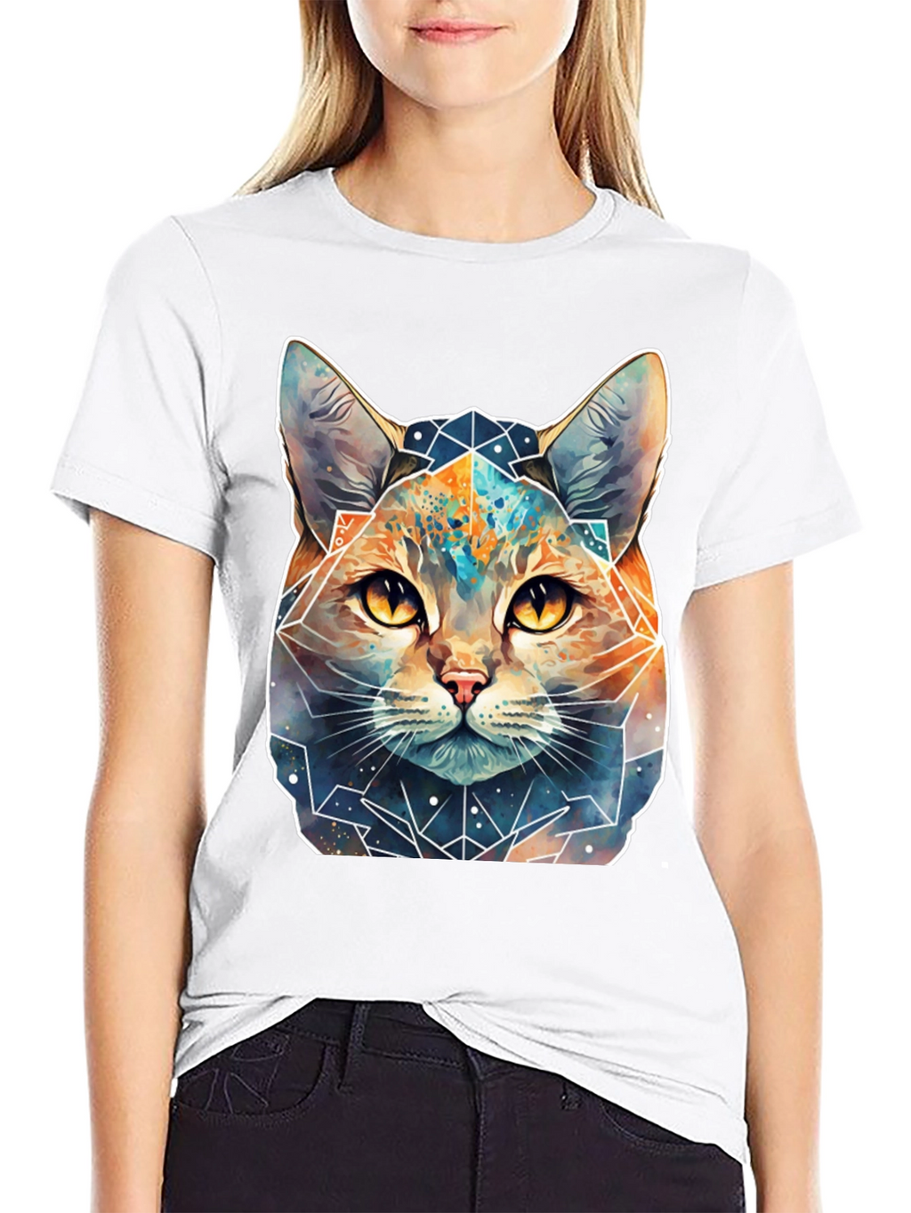 Geometric Galaxy Cat T-Shirt - Unisex