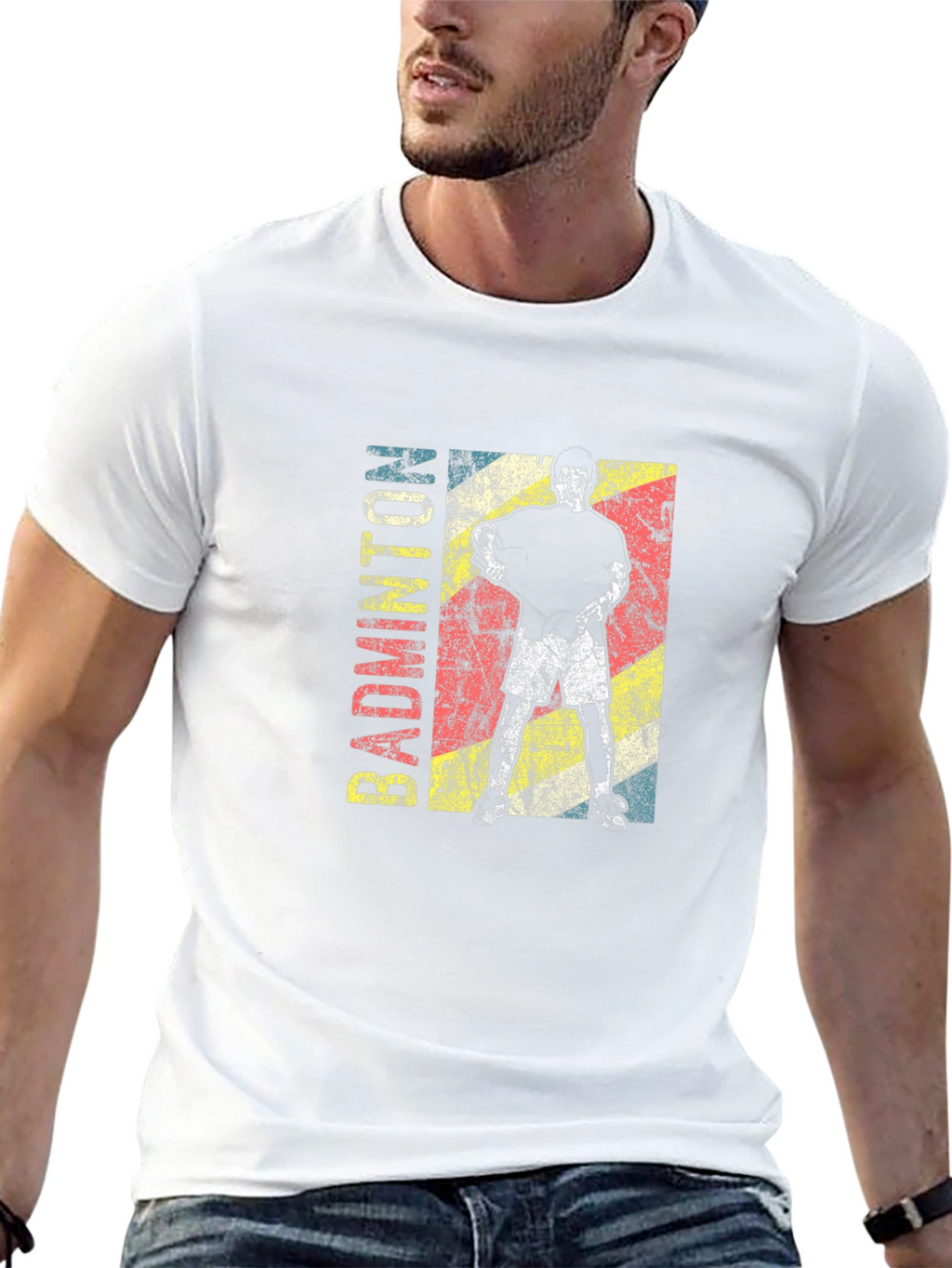 Badminton Player Graphic Tee - Retro Style