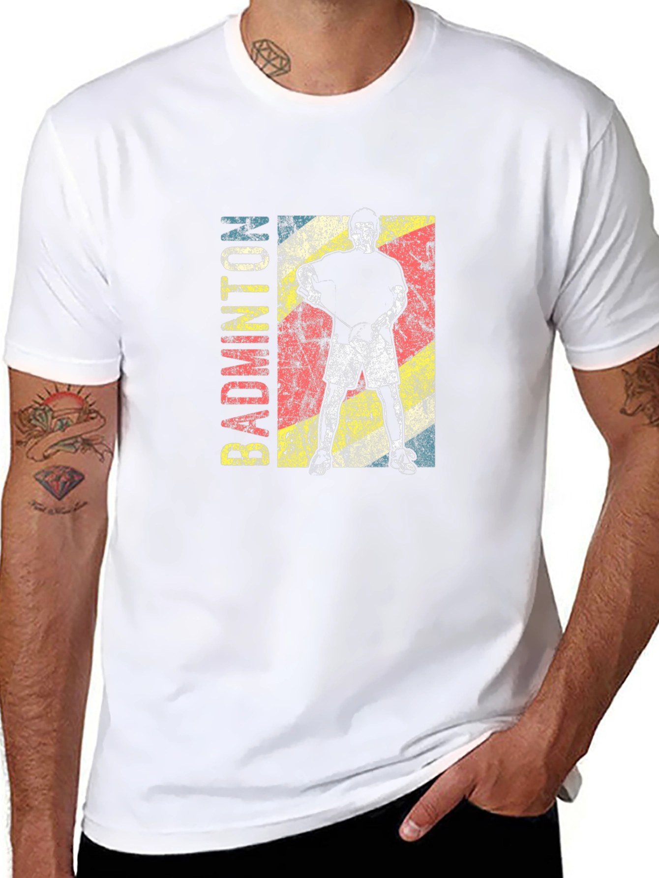 Badminton Player Graphic Tee - Retro Style