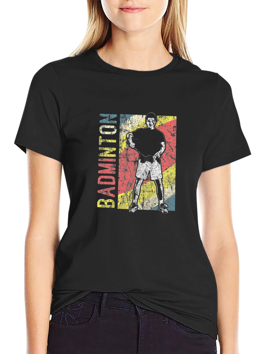 Badminton Player Graphic Tee - Retro Style