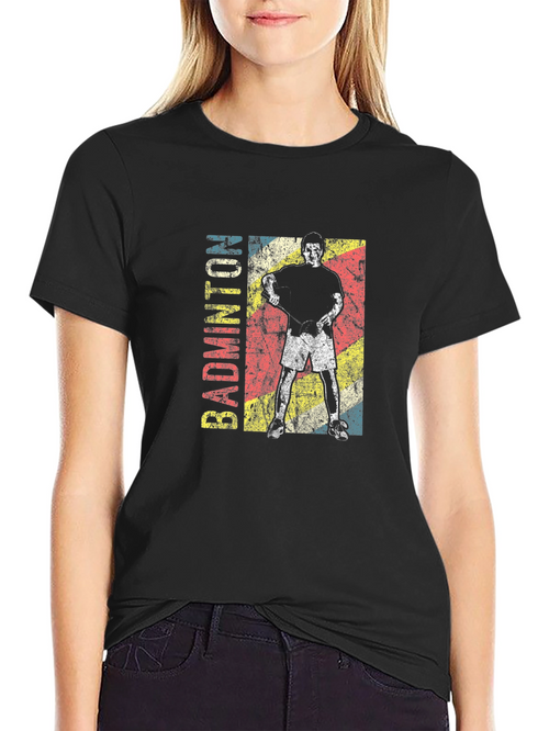 Badminton Player Graphic Tee - Retro Style