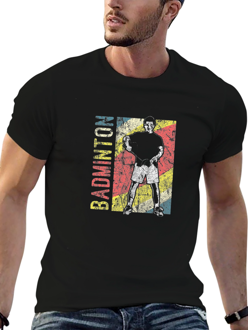 Badminton Player Graphic Tee - Retro Style