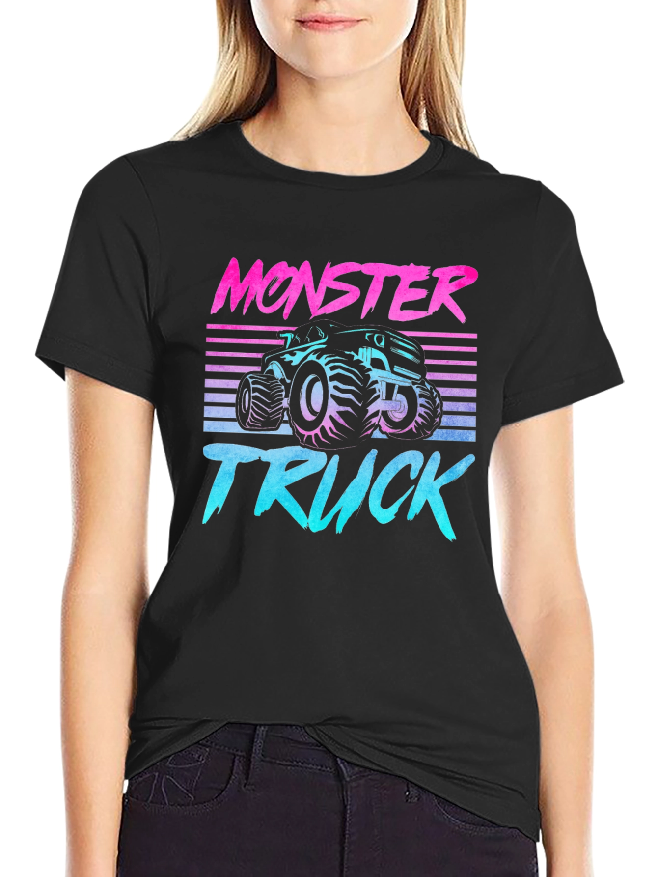 Monster Truck Graphic Tee - Retro Style Black T-Shirt